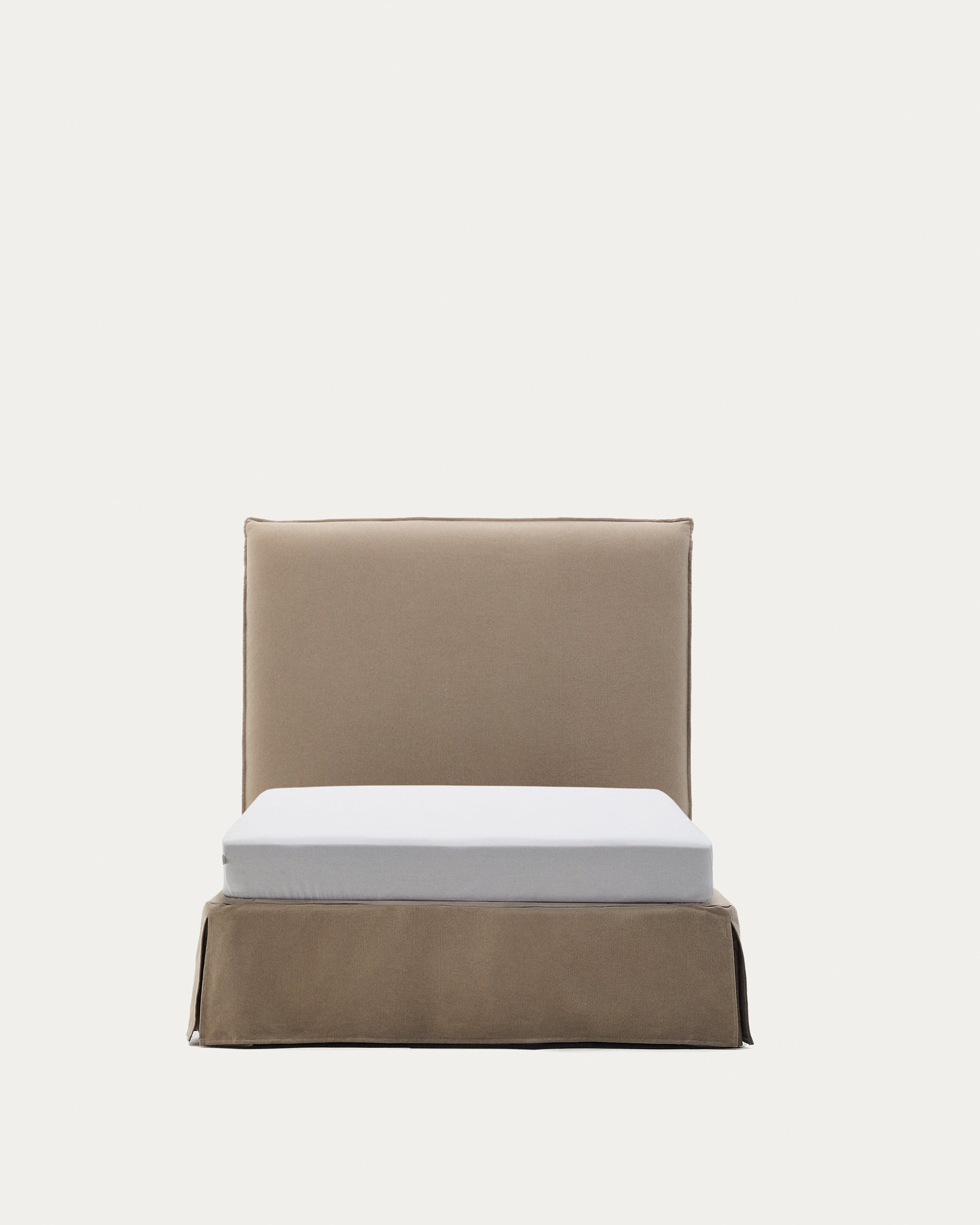 Jaira bed with removable linen and cotton cover in taupe for a 90 x 200 cm FSC Mix Credit mattress - Product View