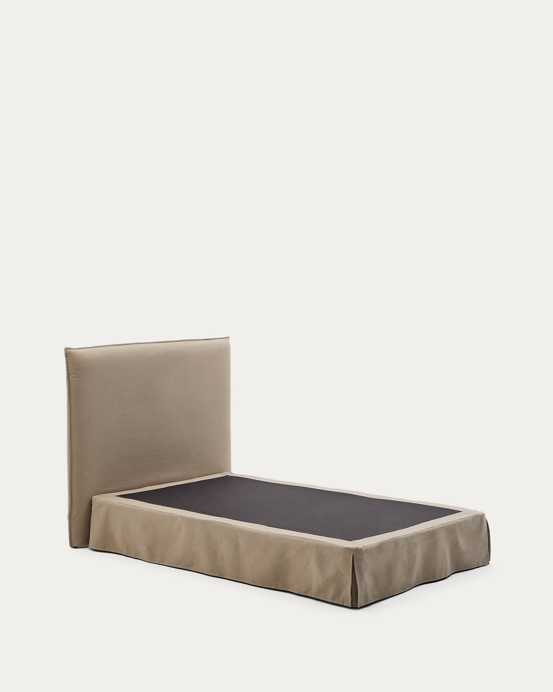 Jaira bed with removable linen and cotton cover in taupe for a 90 x 200 cm FSC Mix Credit mattress - Product View