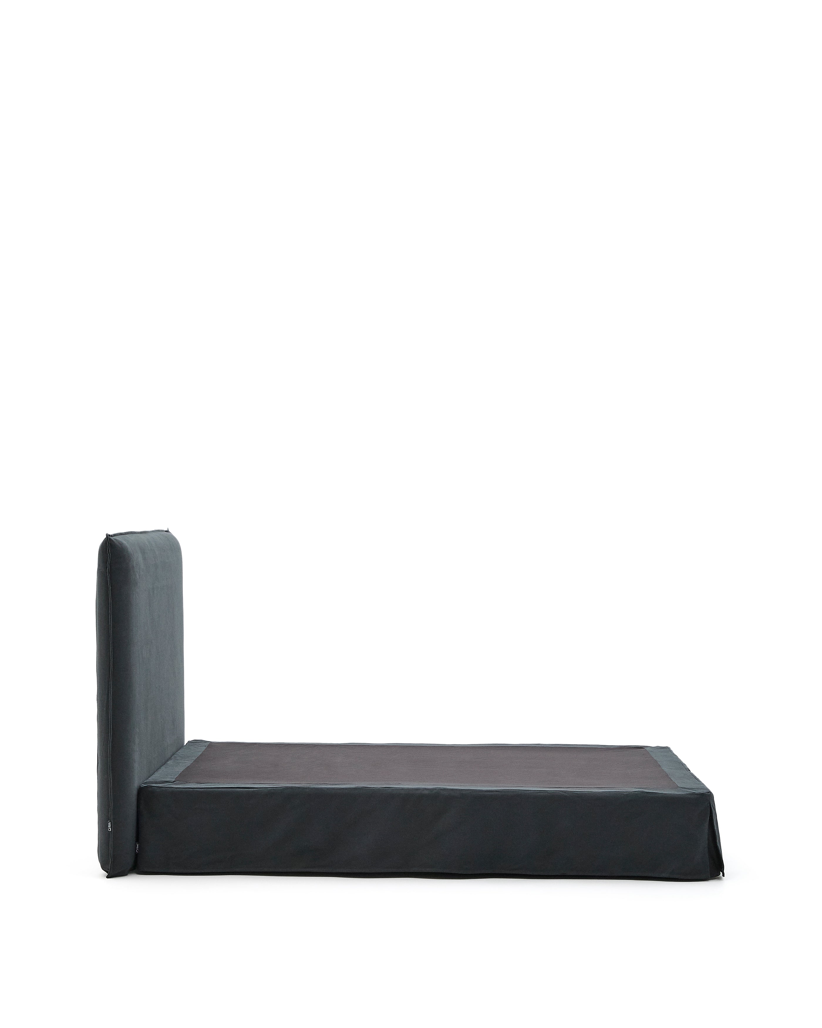 Anthracite grey linen and cotton Jaira bed with removable cover for a 150 x 190 cm FSC Mix Credit mattress - Product Image