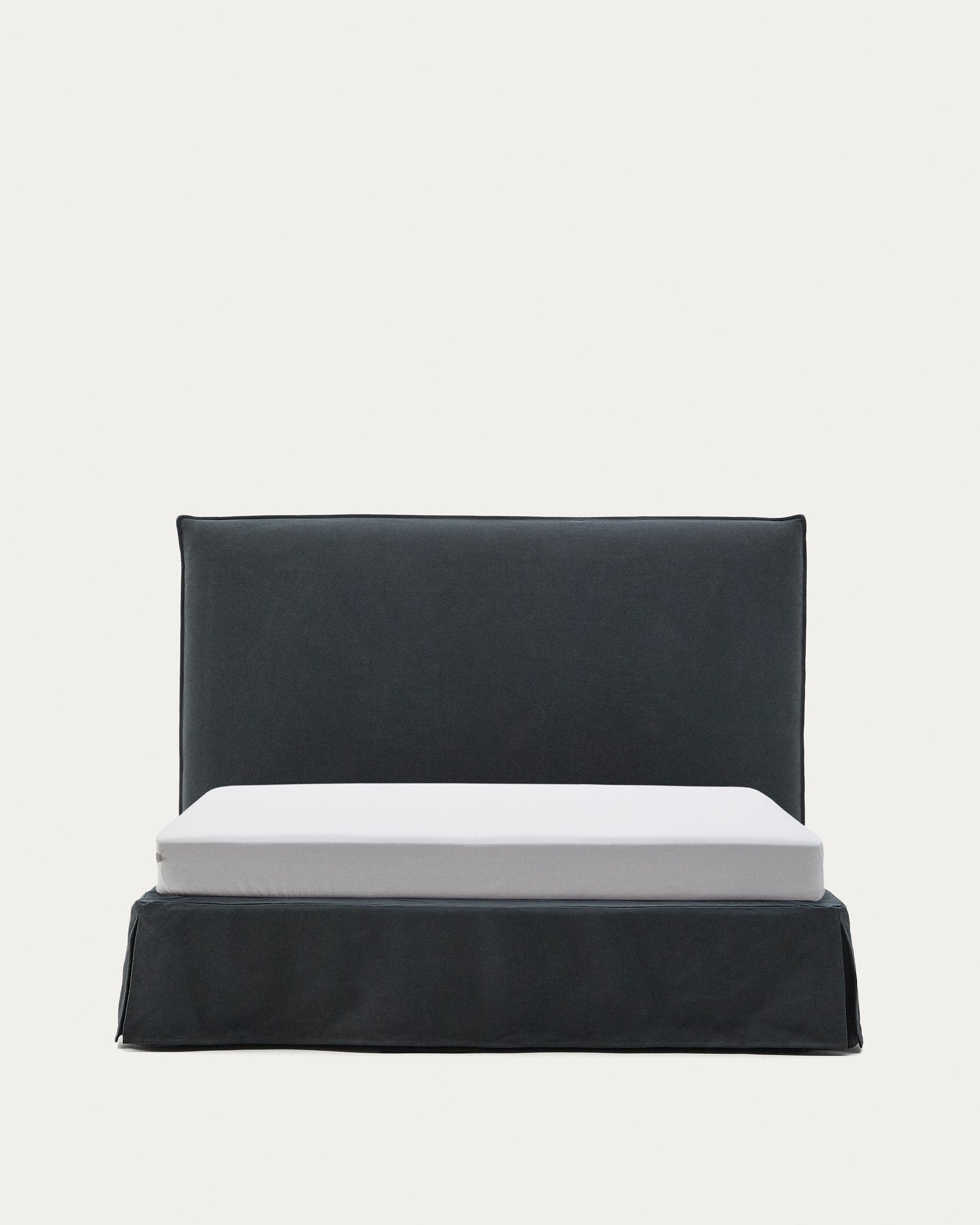 Anthracite grey linen and cotton Jaira bed with removable cover for a 150 x 190 cm FSC Mix Credit mattress - Product View