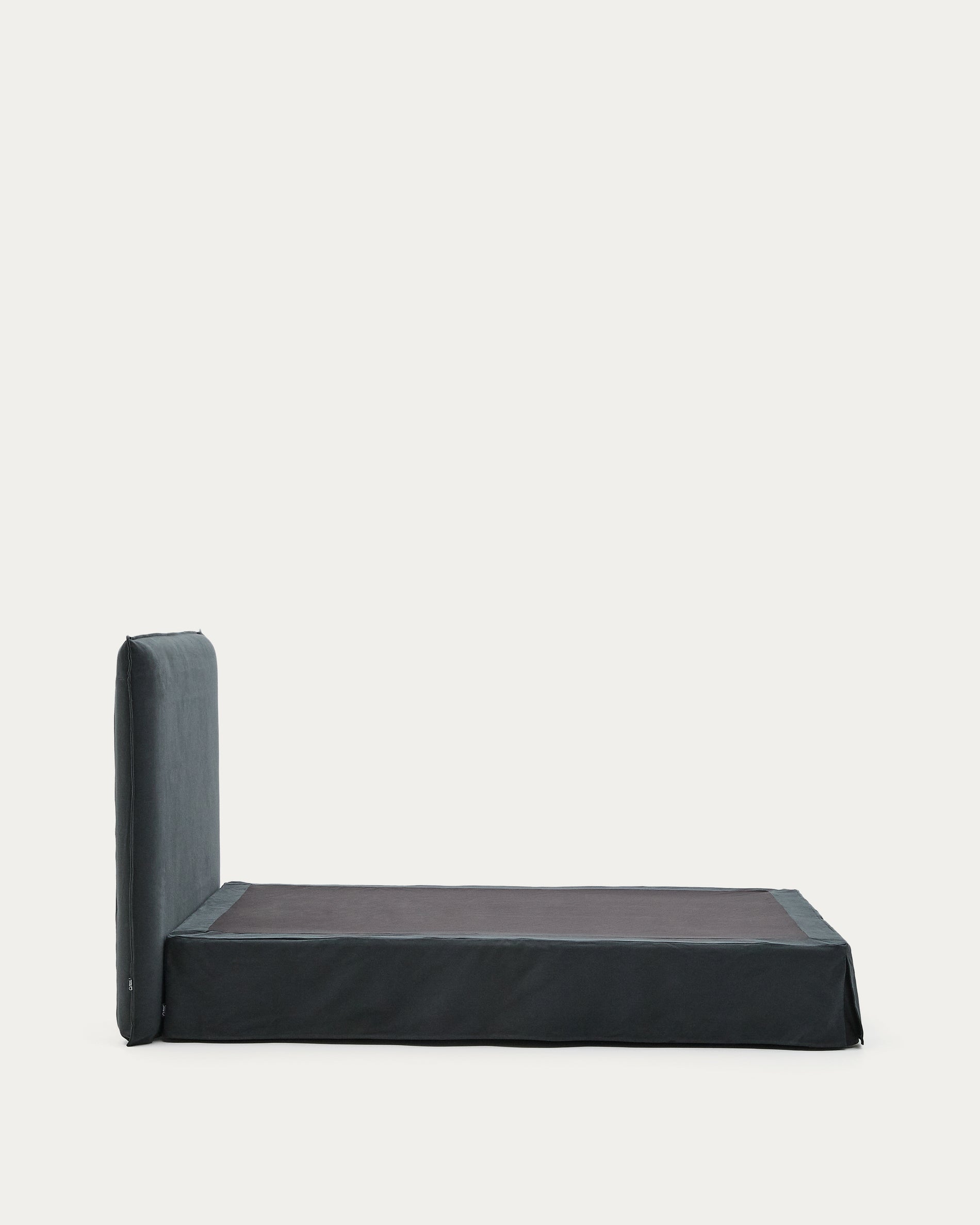 Anthracite grey linen and cotton Jaira bed with removable cover for a 150 x 190 cm FSC Mix Credit mattress - Product View