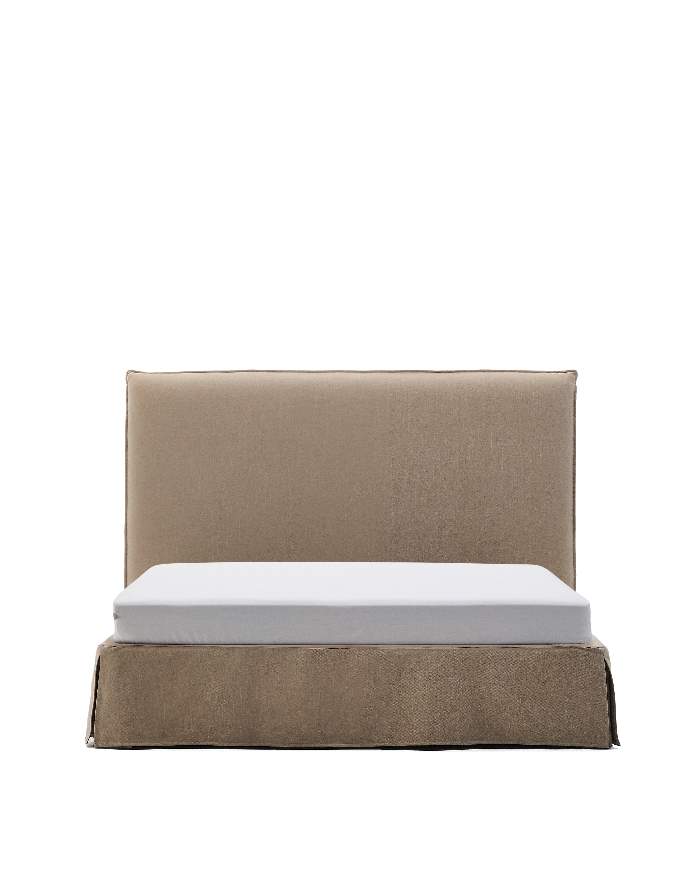 Jaira bed with removable linen and cotton cover in taupe for a 160 x 200 cm FSC Mix Credit mattress - Product Image