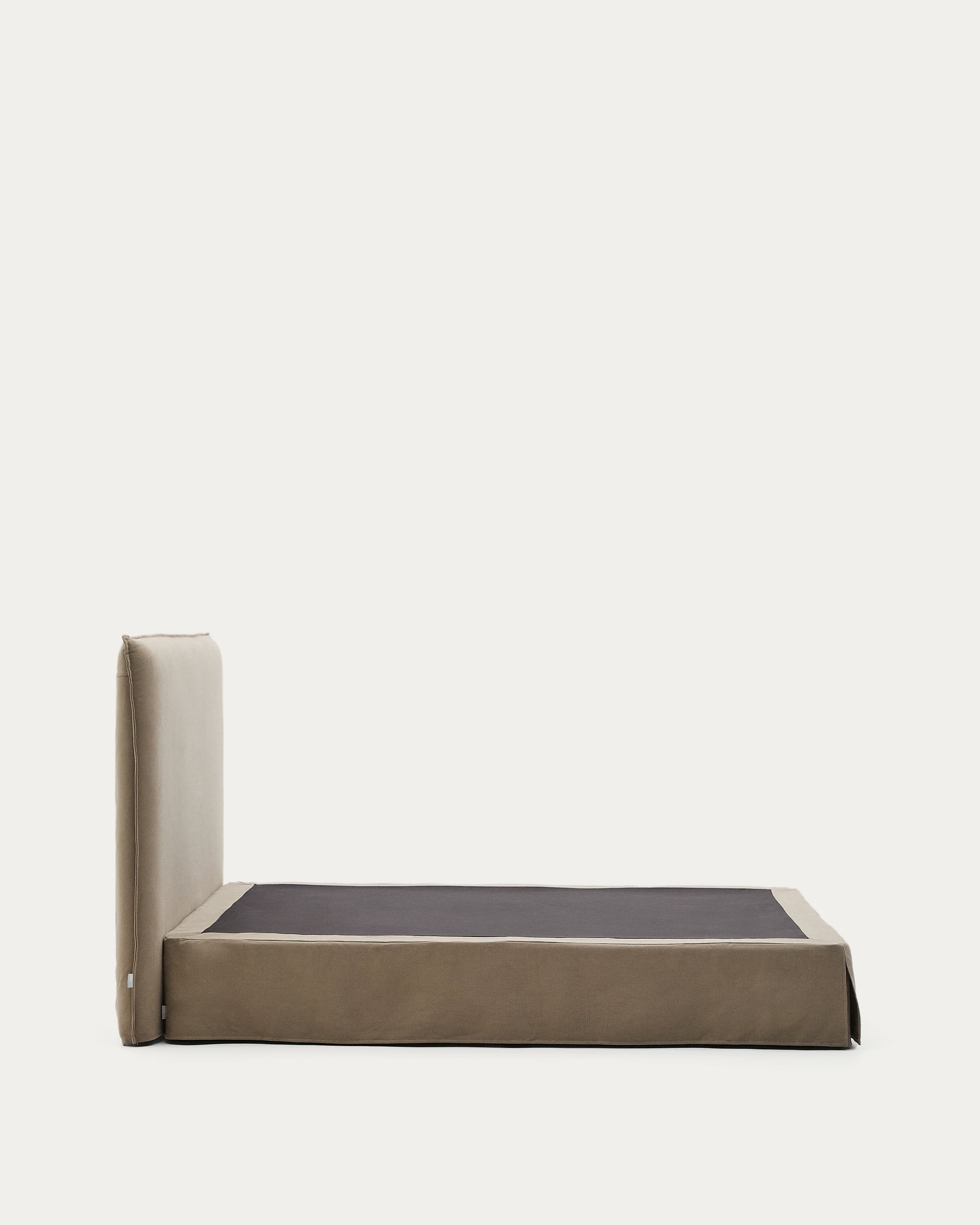 Jaira bed with removable linen and cotton cover in taupe for a 160 x 200 cm FSC Mix Credit mattress - Product View