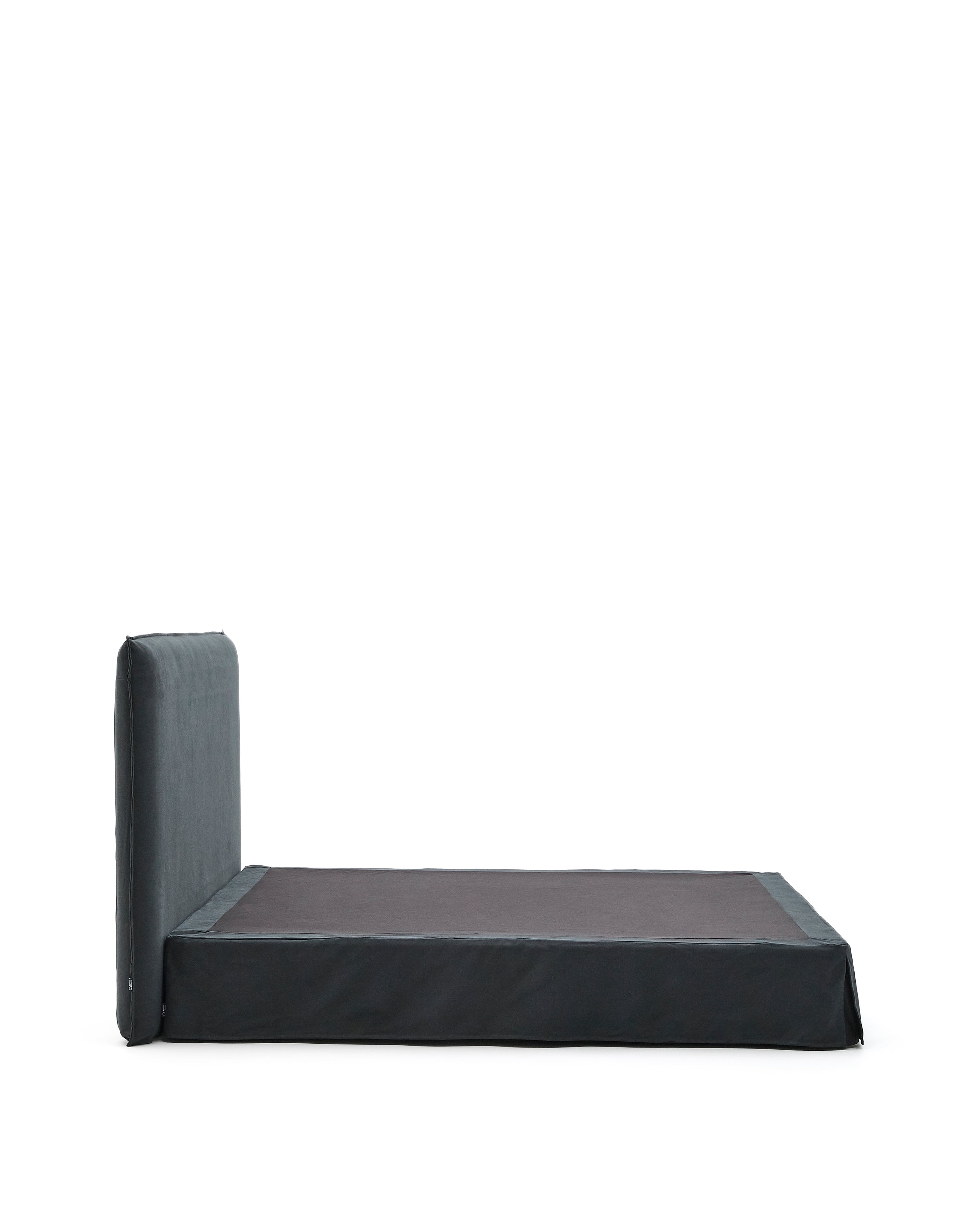 Anthracite grey linen and cotton Jaira bed with removable cover for a 180 x 200 cm FSC Mix Credit mattress - Product Image
