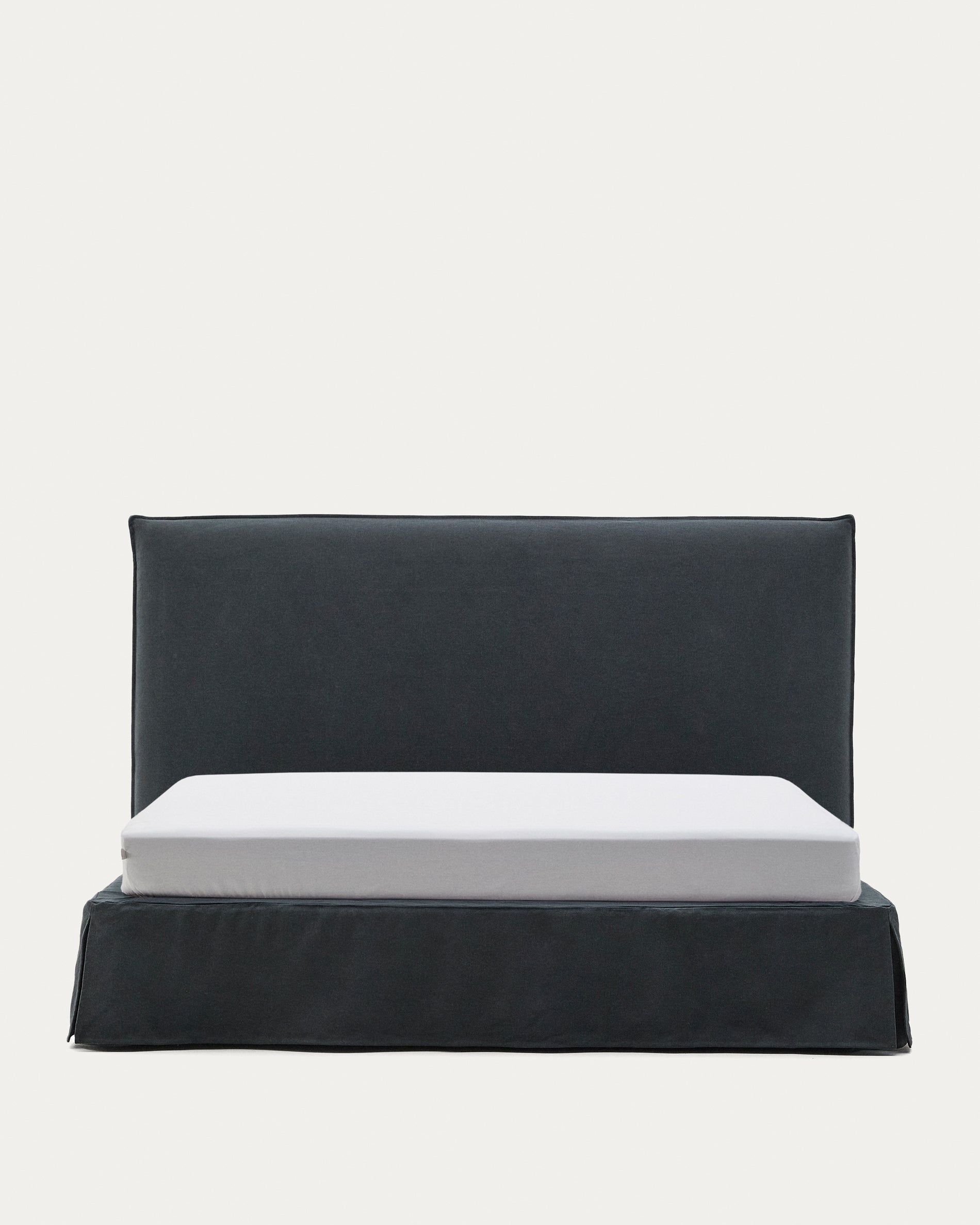 Anthracite grey linen and cotton Jaira bed with removable cover for a 180 x 200 cm FSC Mix Credit mattress - Product View