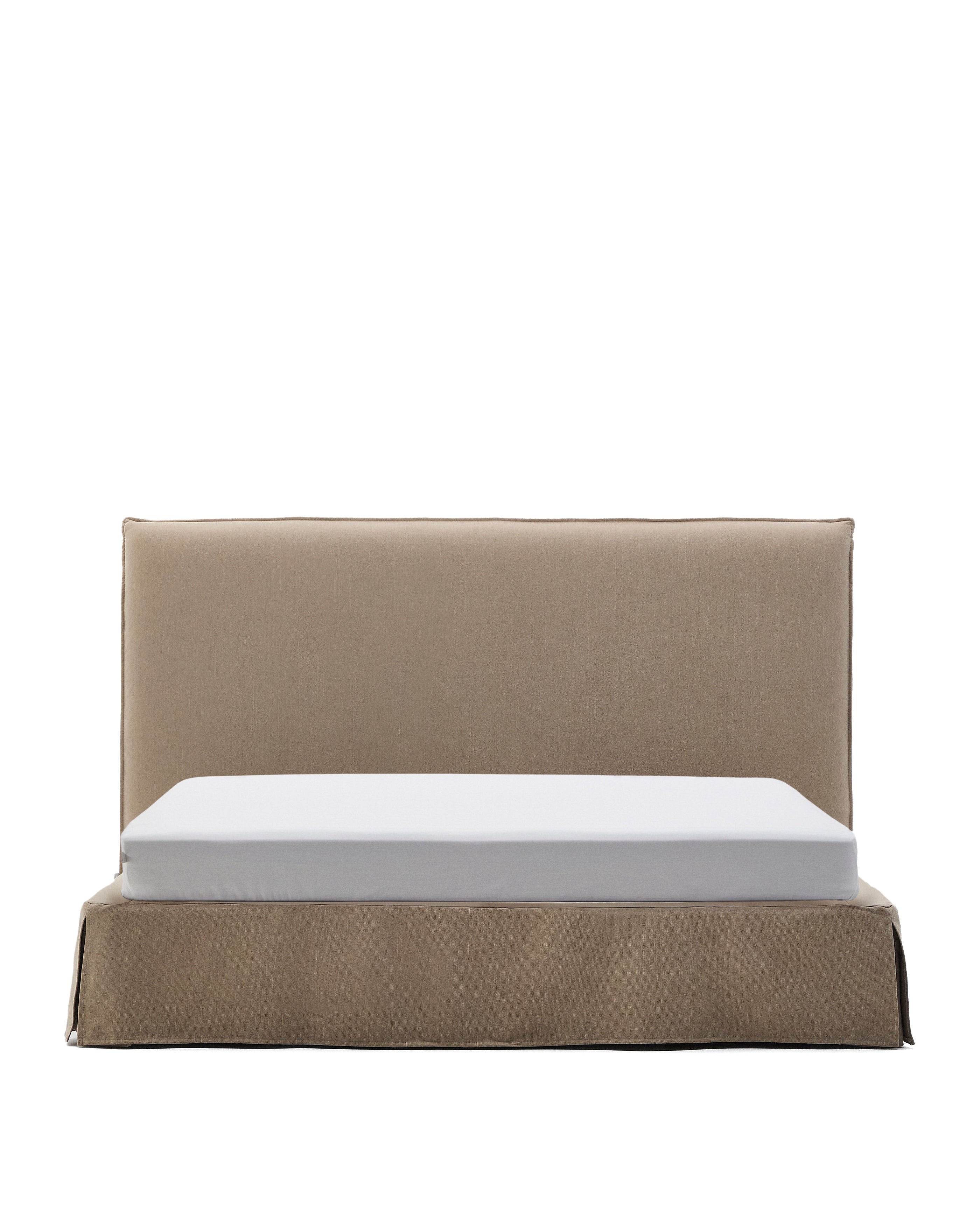 Jaira bed with removable linen and cotton cover in taupe for a 180 x 200 cm FSC Mix Credit mattress - Product Image