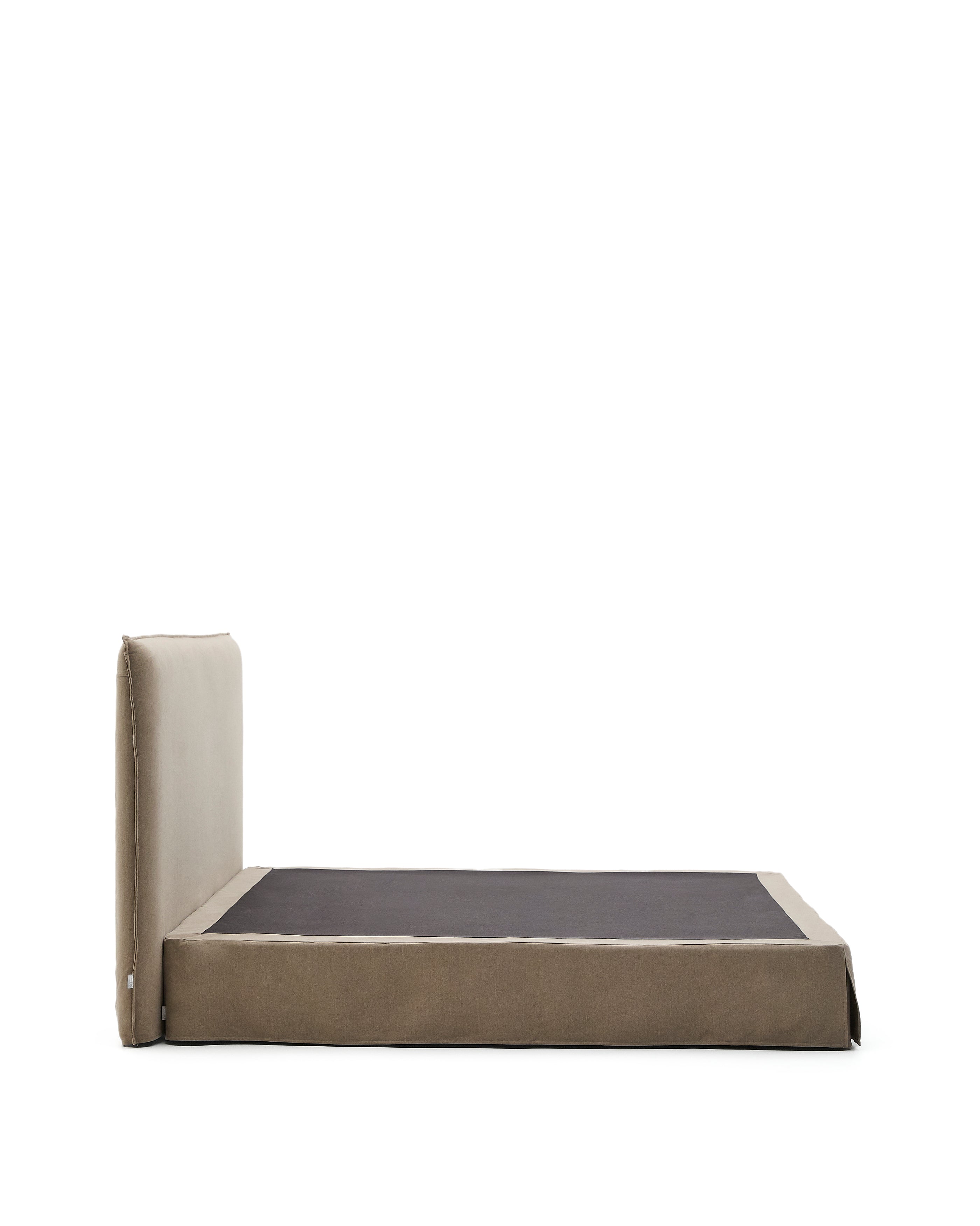 Jaira bed with removable linen and cotton cover in taupe for a 180 x 200 cm FSC Mix Credit mattress - Product Image
