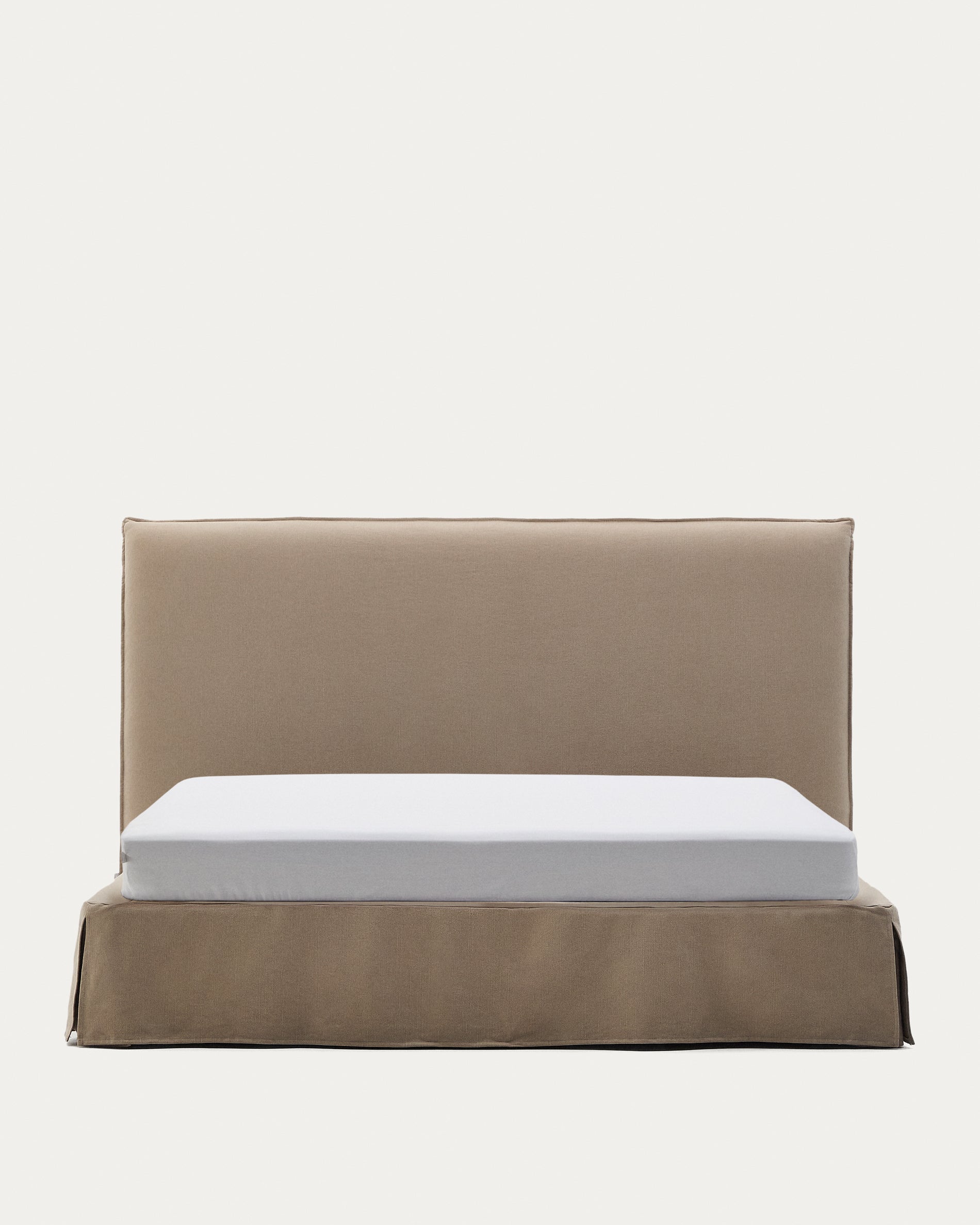 Jaira bed with removable linen and cotton cover in taupe for a 180 x 200 cm FSC Mix Credit mattress - Product View
