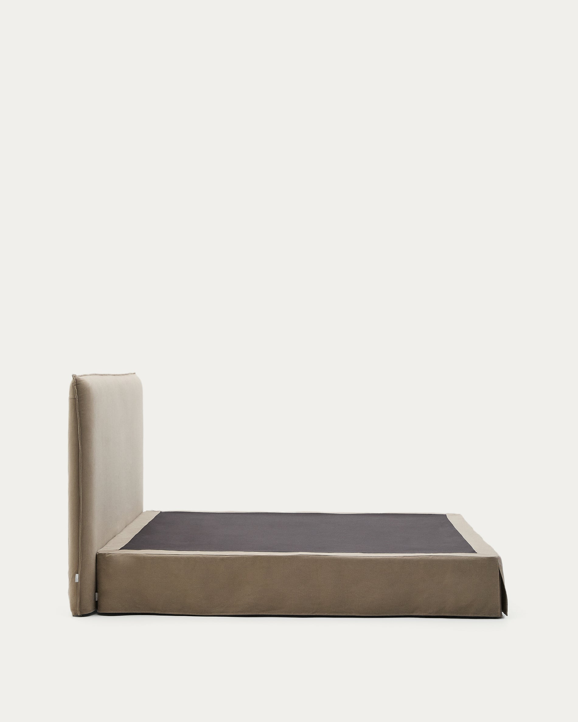 Jaira bed with removable linen and cotton cover in taupe for a 180 x 200 cm FSC Mix Credit mattress - Product View