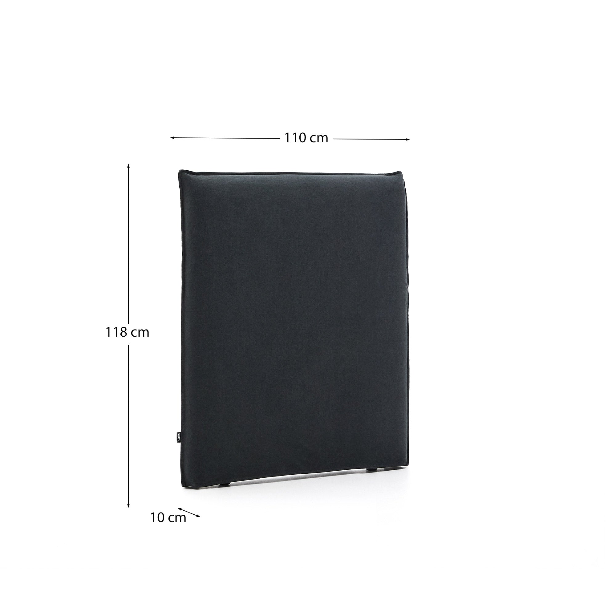 Anthracite grey linen and cotton Jaira headboard with removable cover for a 90 cm FSC Mix Credit bed - Measurements