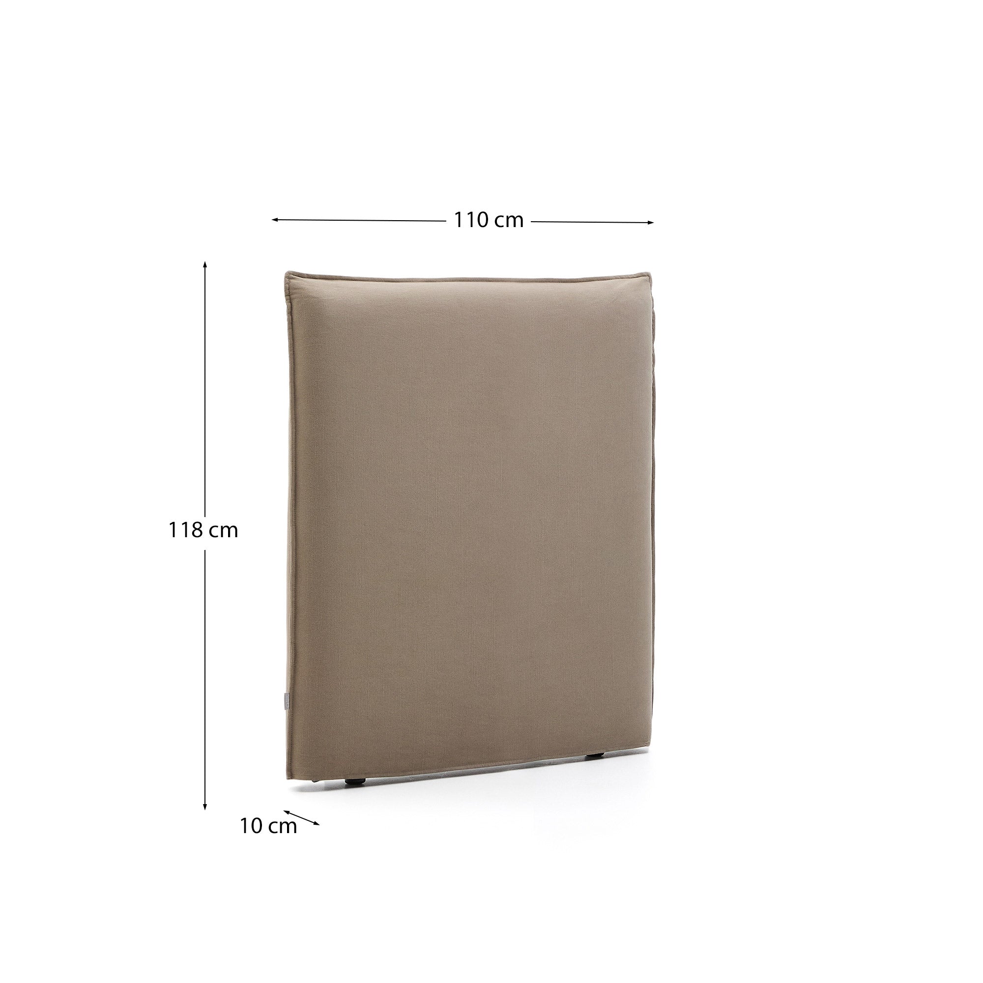 Jaira headboardd linen and cotton with removable cover in taupe for a 90 cm FSC Mix Credit bed - Measurements