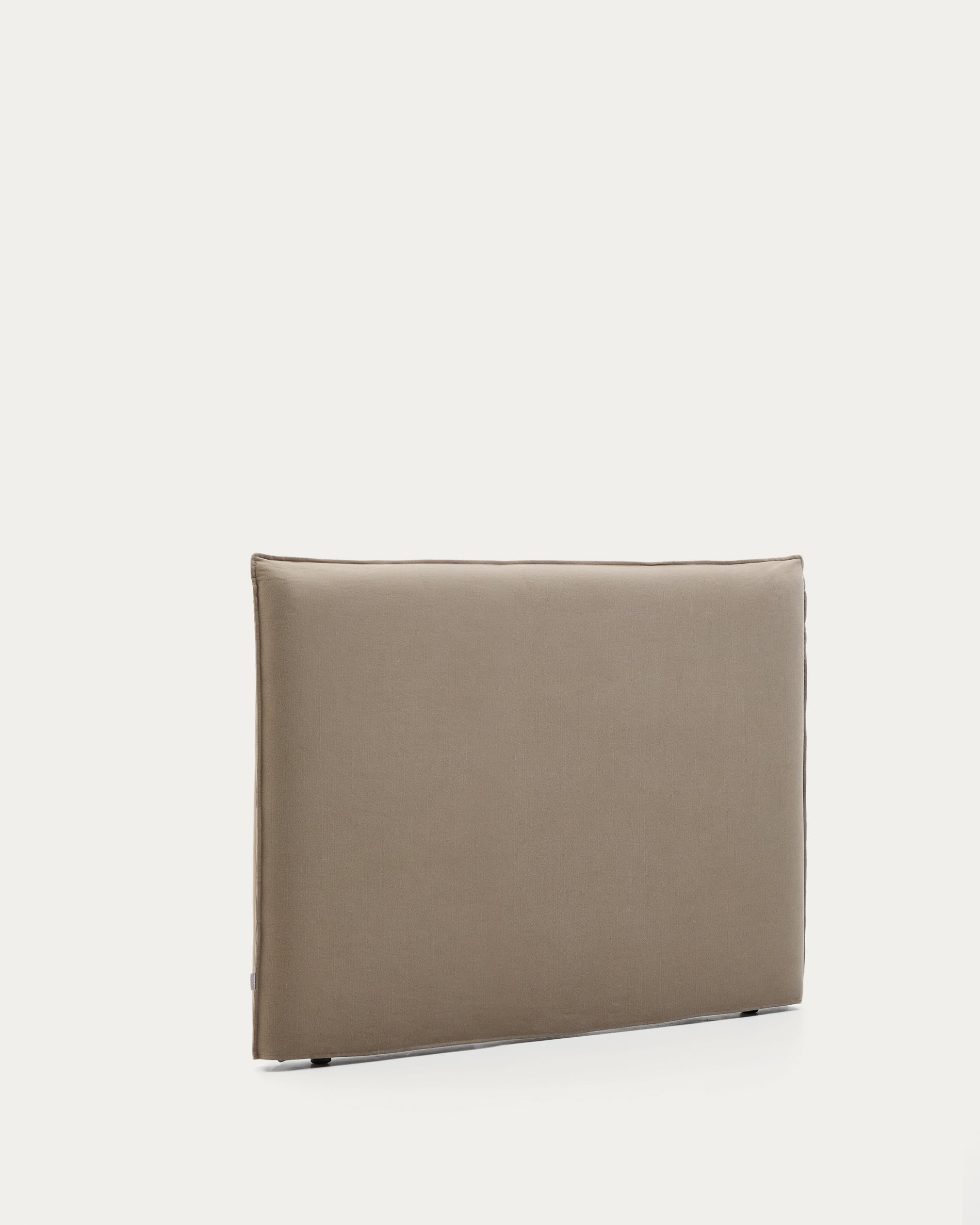 Jaira headboard with removable linen and cotton cover in taupe for a 150 cm FSC Mix Credit bed - Product View