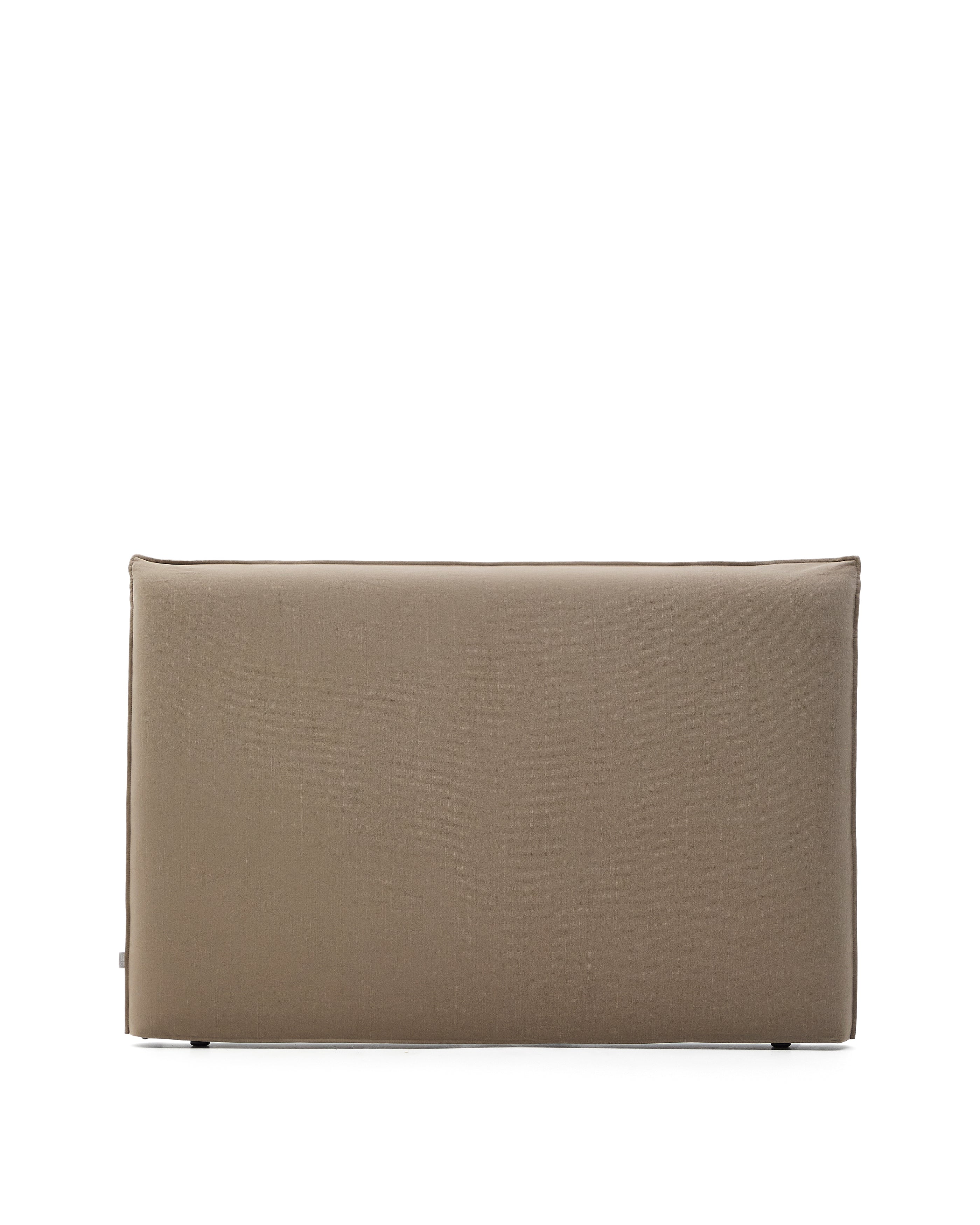 Jaira headboard with removable linen and cotton cover in taupe for a 160 cm FSC Mix Credit bed - Product Image