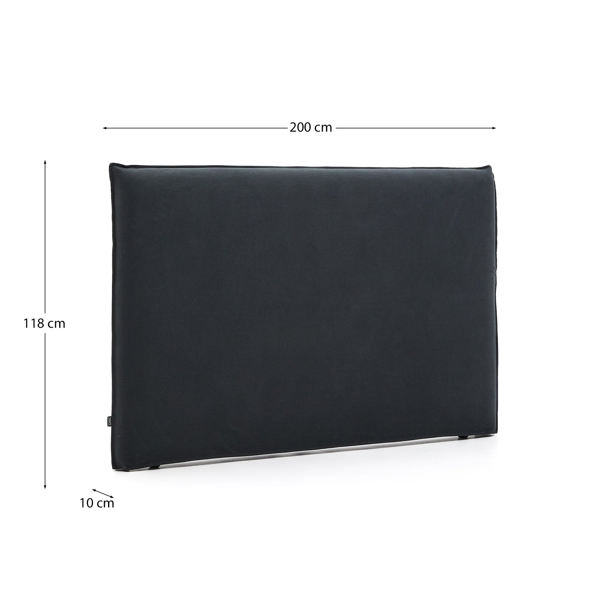 Anthracite grey linen and cotton Jaira headboard with removable cover for a 180 cm FSC Mix Credit bed - Measurements
