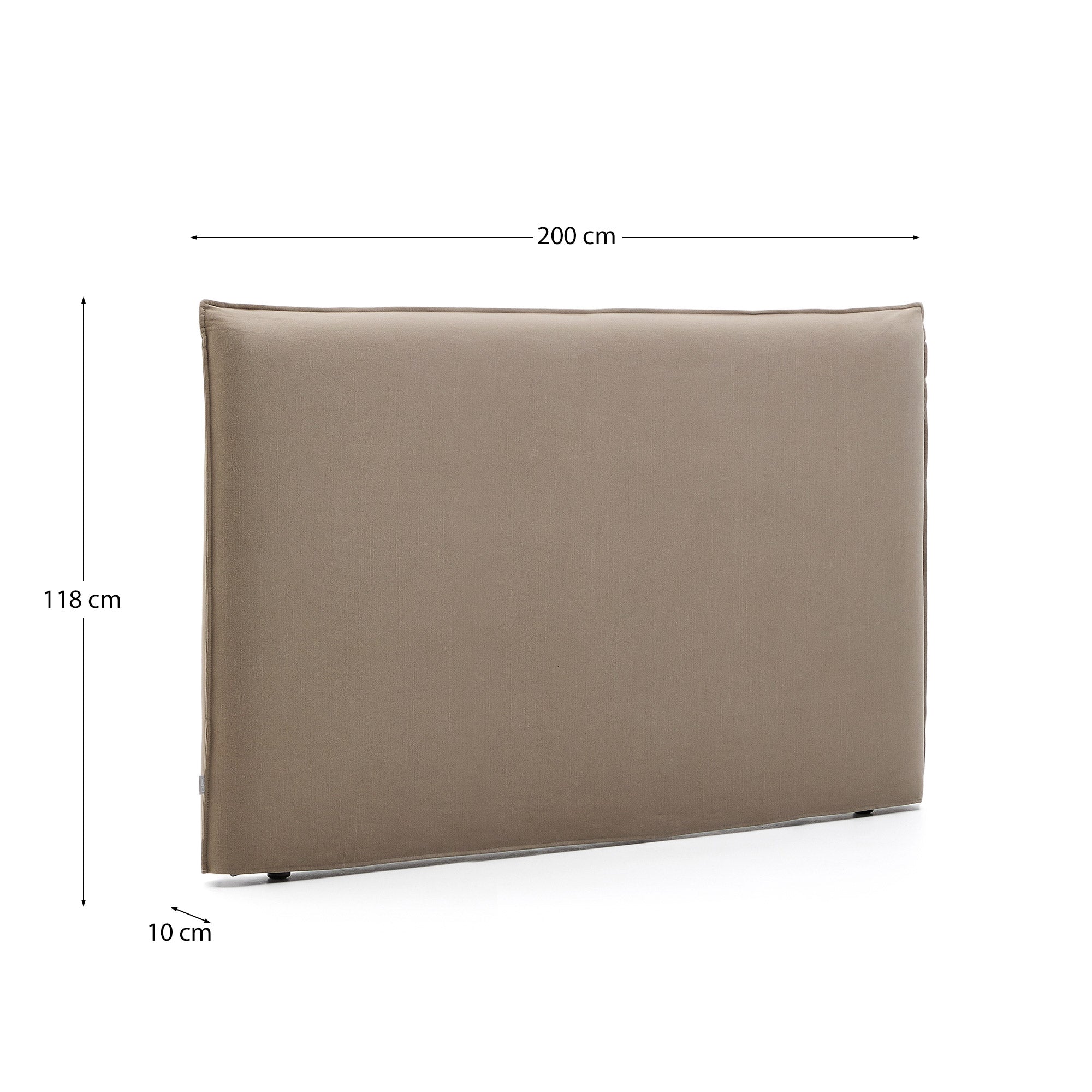 Jaira headboard with removable linen and cotton cover in taupe for a 180 cm FSC Mix Credit bed - Measurements