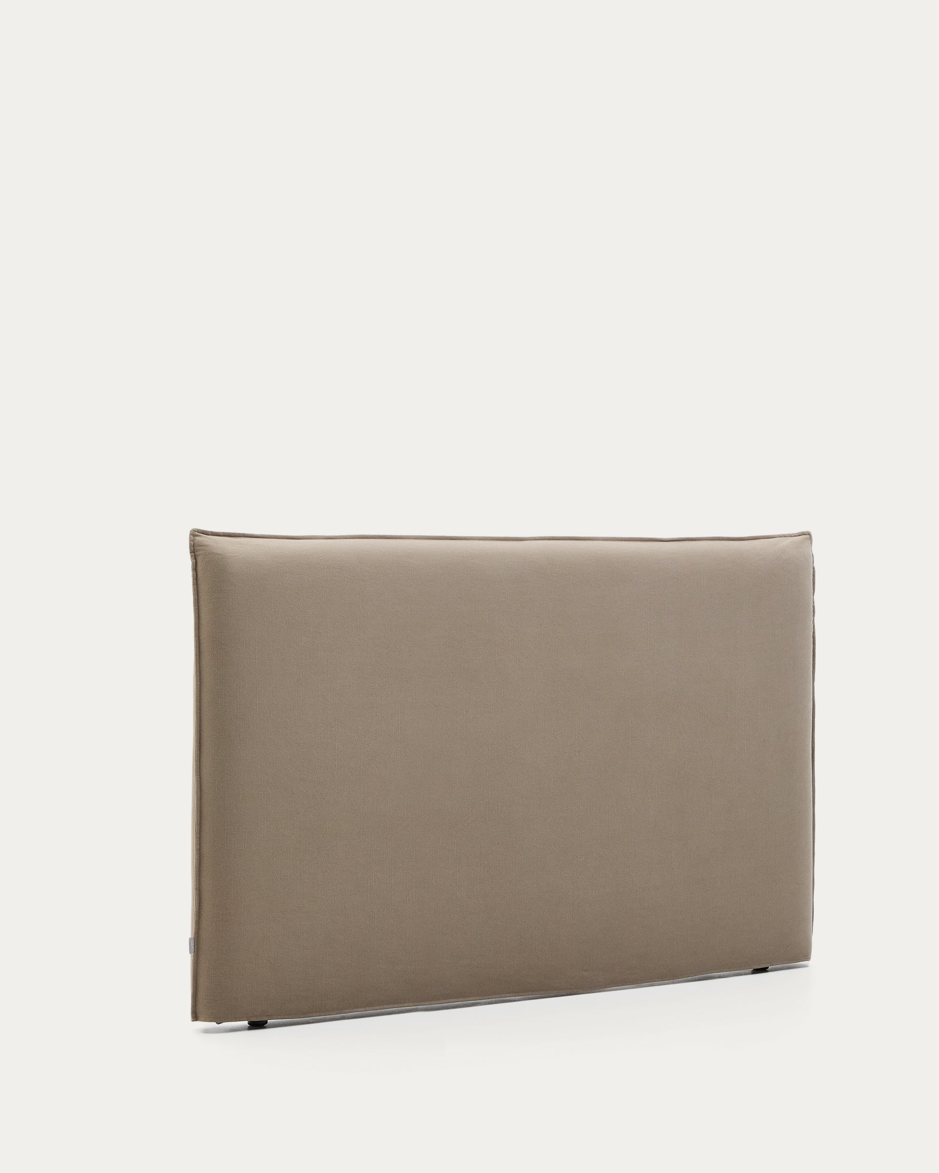 Jaira headboard with removable linen and cotton cover in taupe for a 180 cm FSC Mix Credit bed - Product View