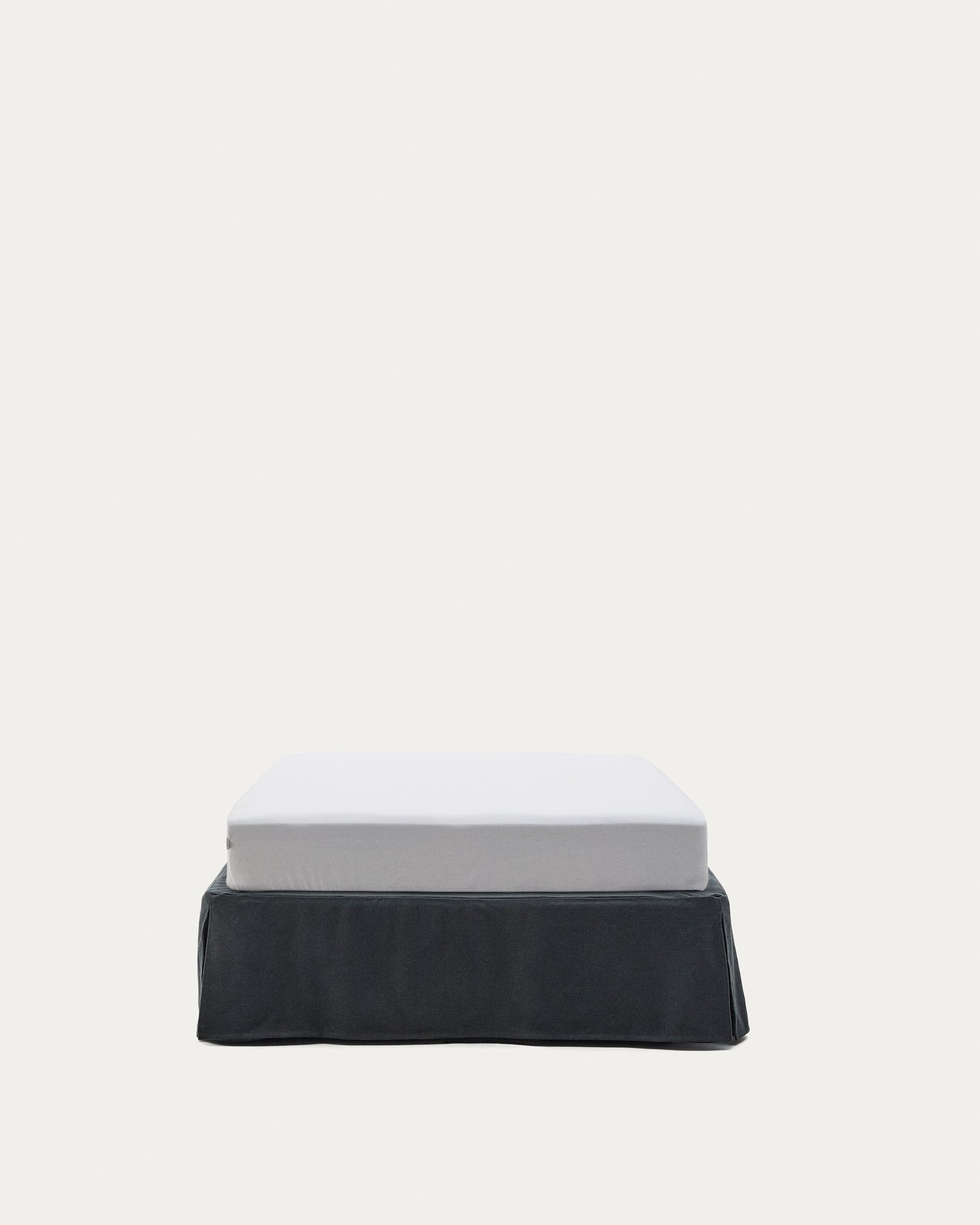 Anthracite grey linen and cotton Jaira base with removable cover for a 90 x 200 cm mattress - Product View
