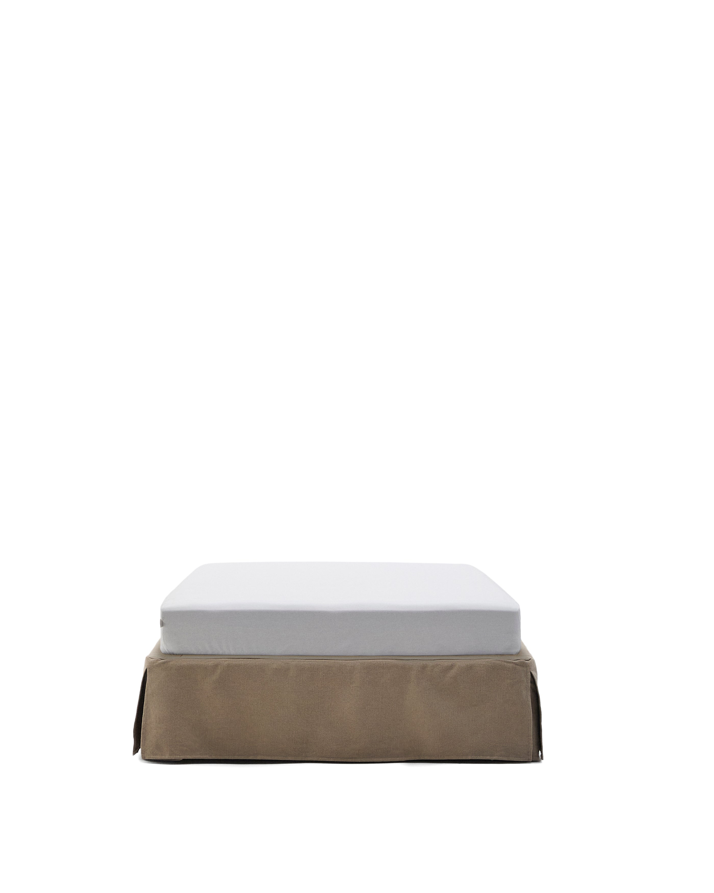Jaira base with removable linen and cotton cover in taupe for a 90 x 200 cm mattress - Product Image