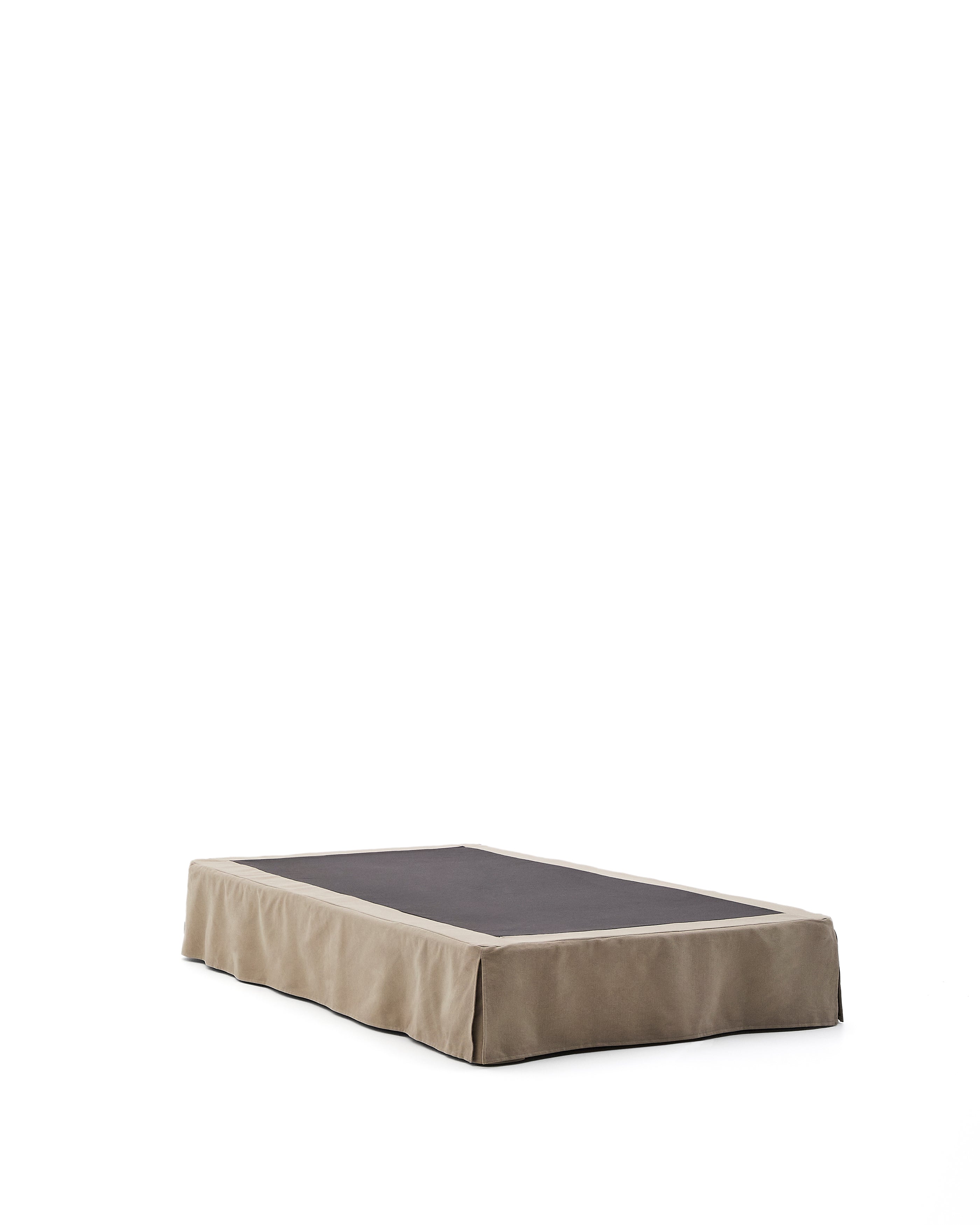 Jaira base with removable linen and cotton cover in taupe for a 90 x 200 cm mattress - Product Image
