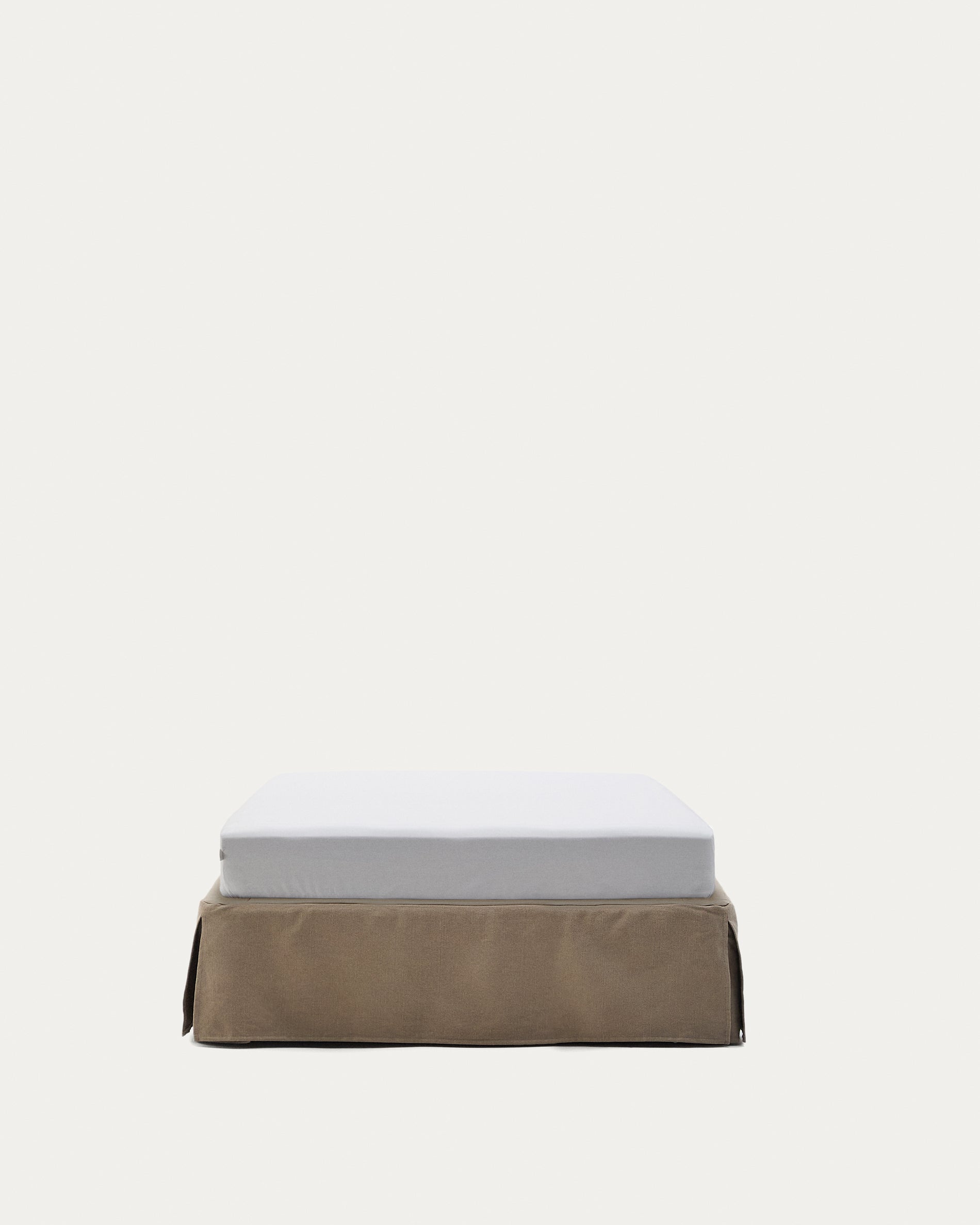 Jaira base with removable linen and cotton cover in taupe for a 90 x 200 cm mattress - Product View