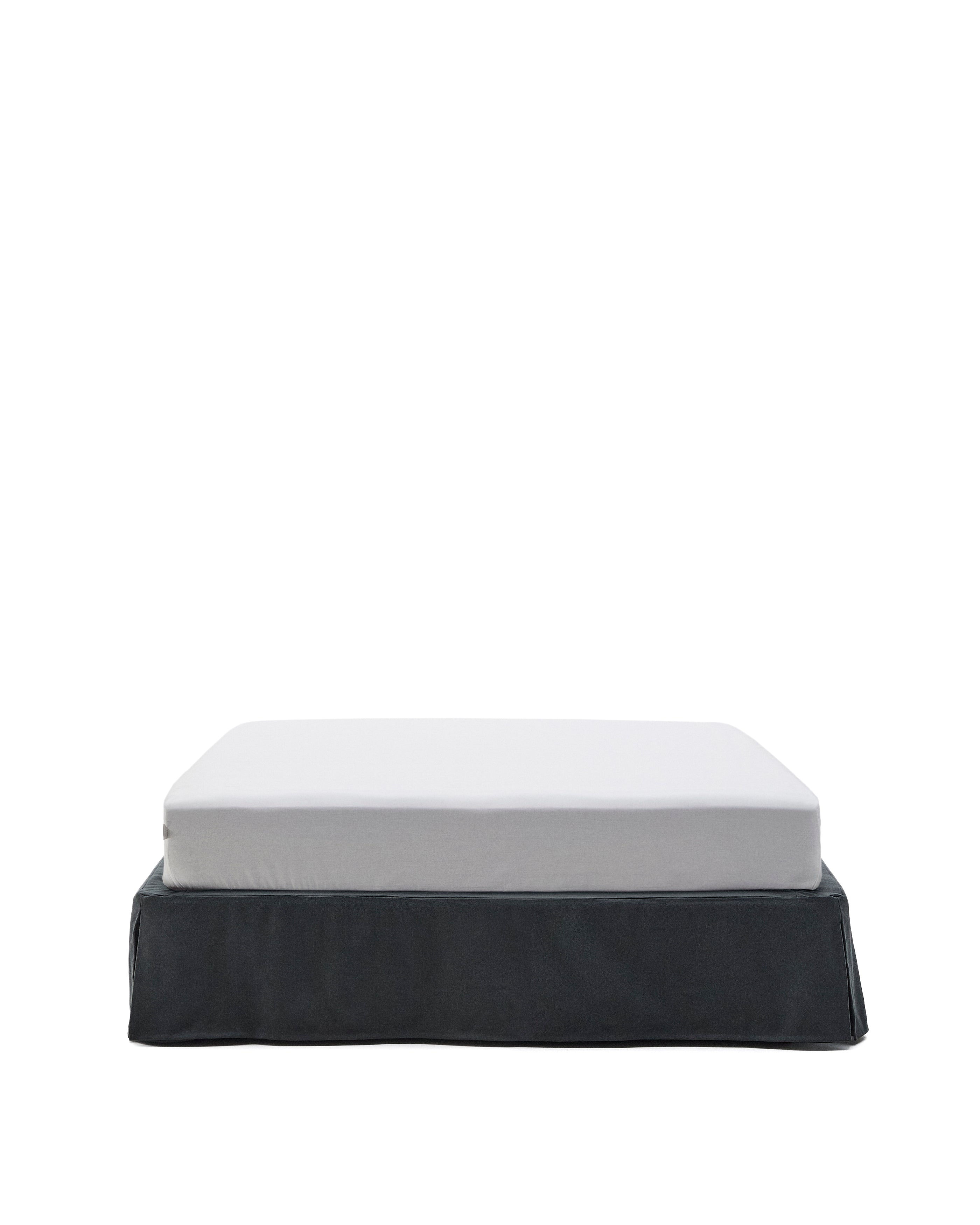 Anthracite grey linen and cotton Jaira base with removable cover for a 150 x 190 cm mattress - Product Image