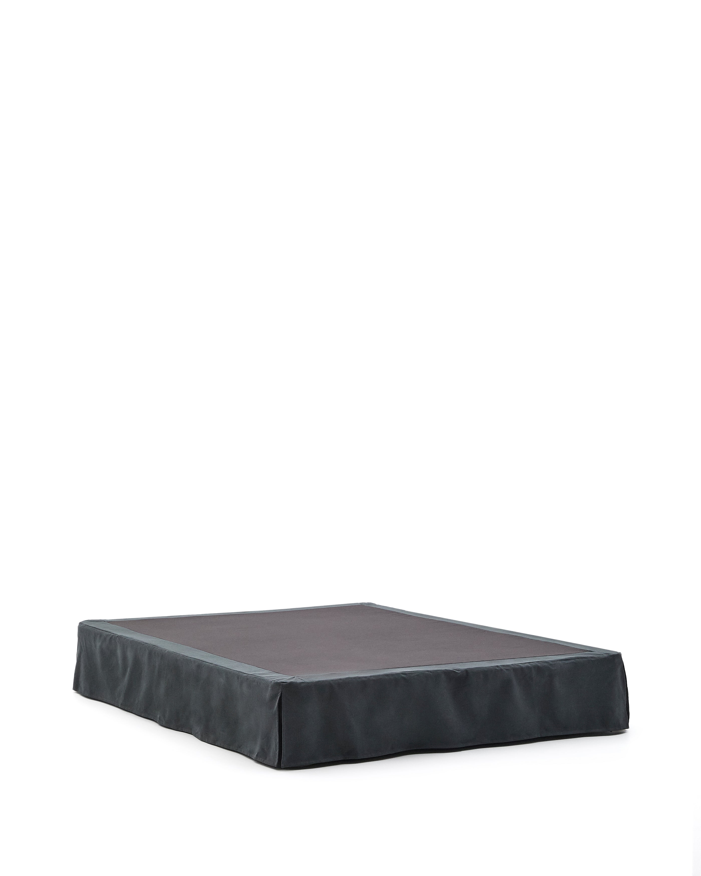 Anthracite grey linen and cotton Jaira base with removable cover for a 150 x 190 cm mattress - Product Image
