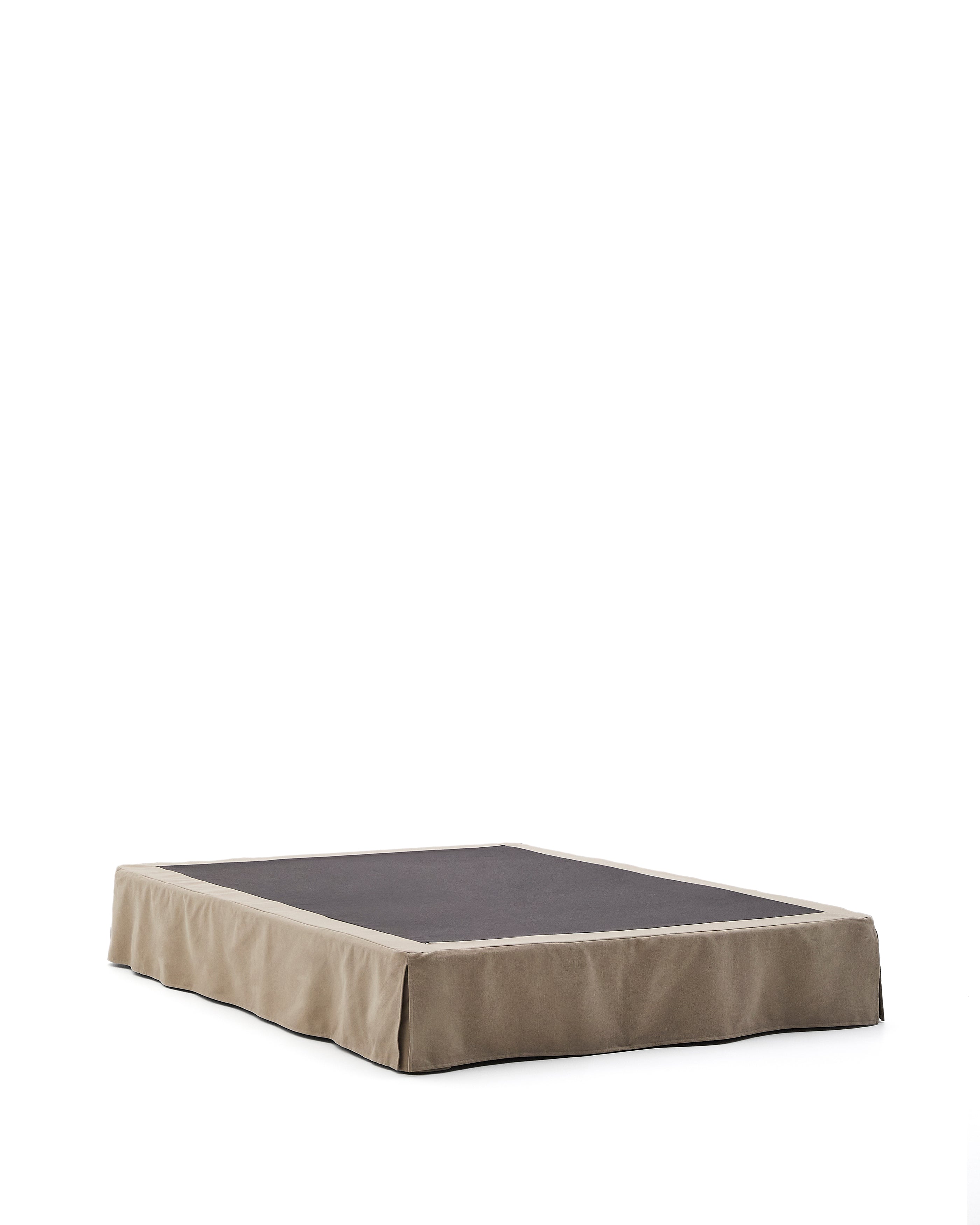 Jaira base with removable linen and cotton cover in taupe for a 150 x 190 cm mattress - Product Image