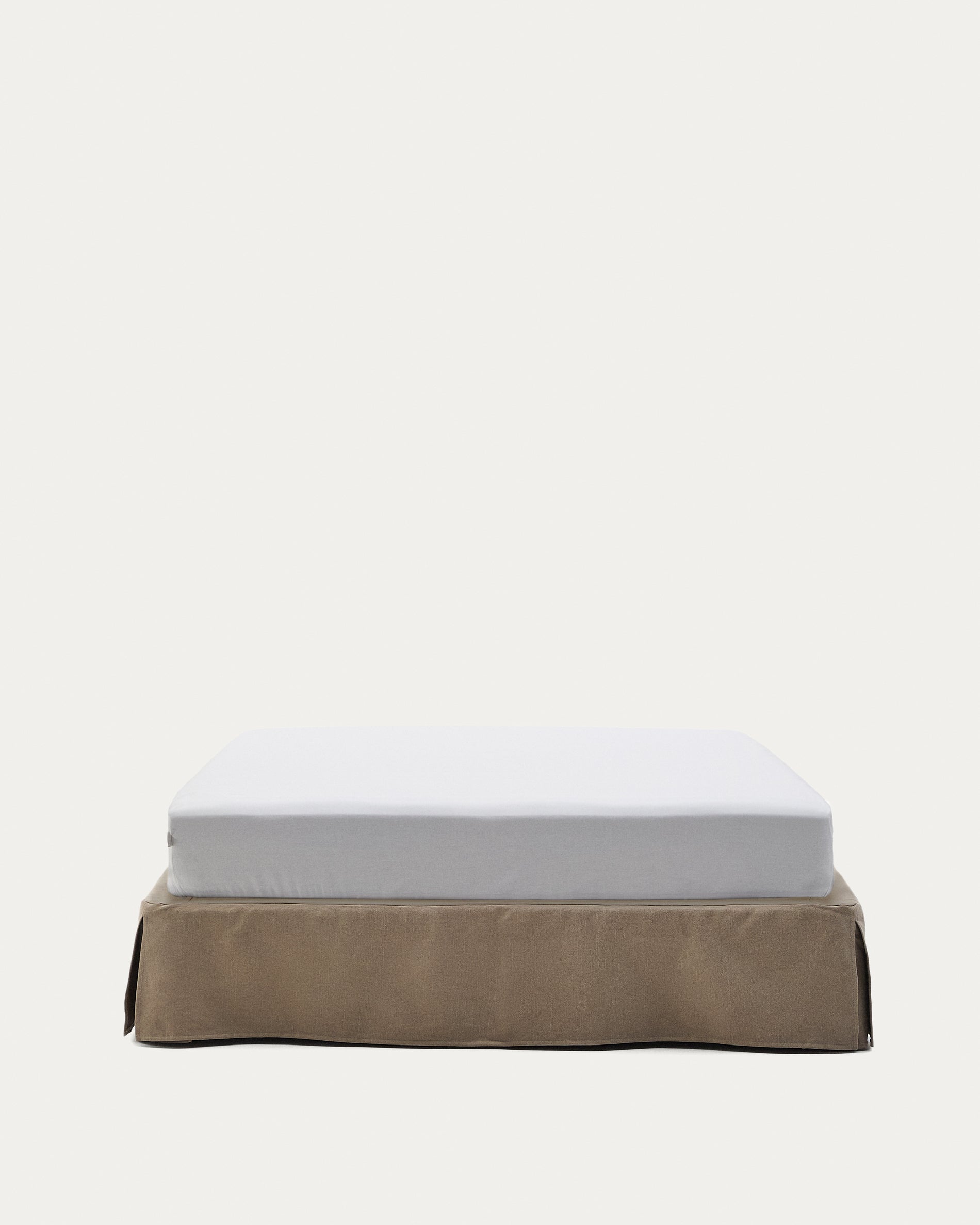 Jaira base with removable linen and cotton cover in taupe for a 150 x 190 cm mattress - Product View