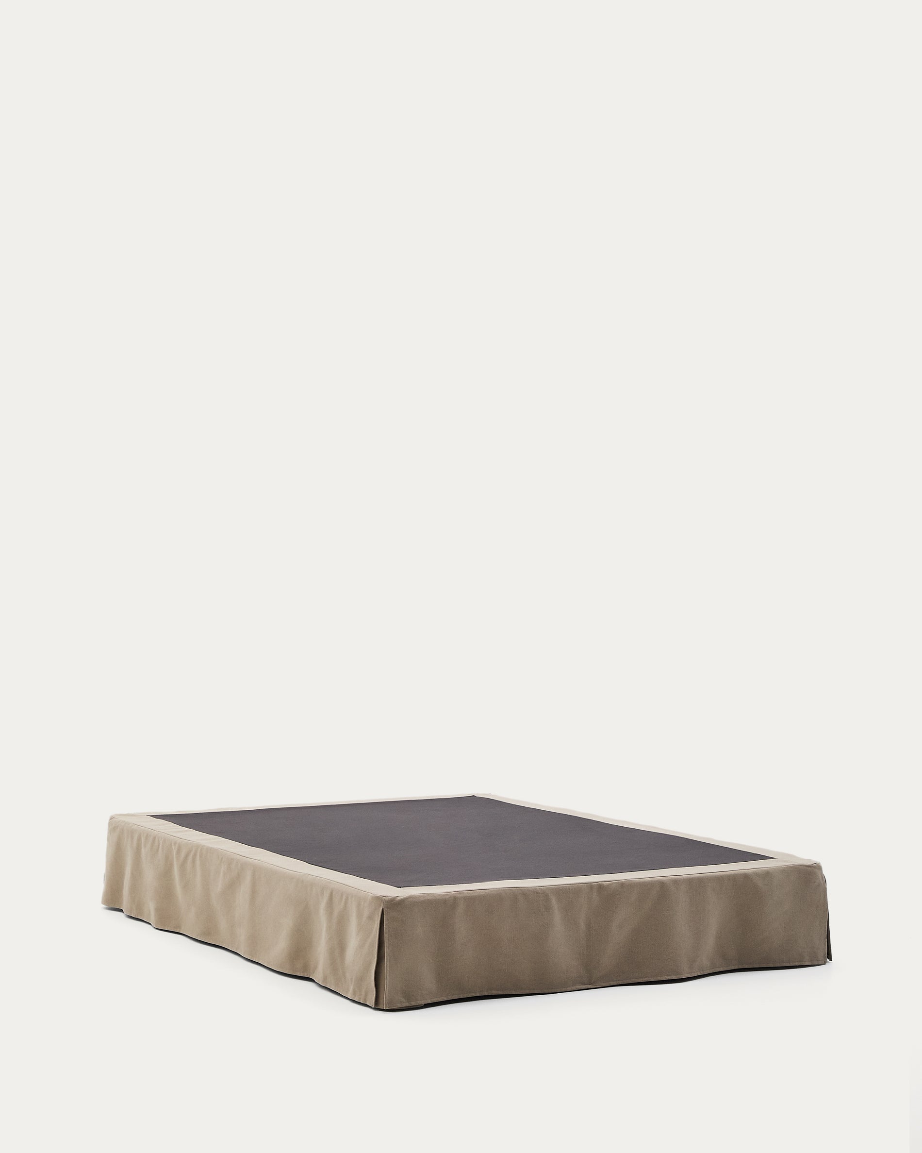 Jaira base with removable linen and cotton cover in taupe for a 150 x 190 cm mattress - Product View