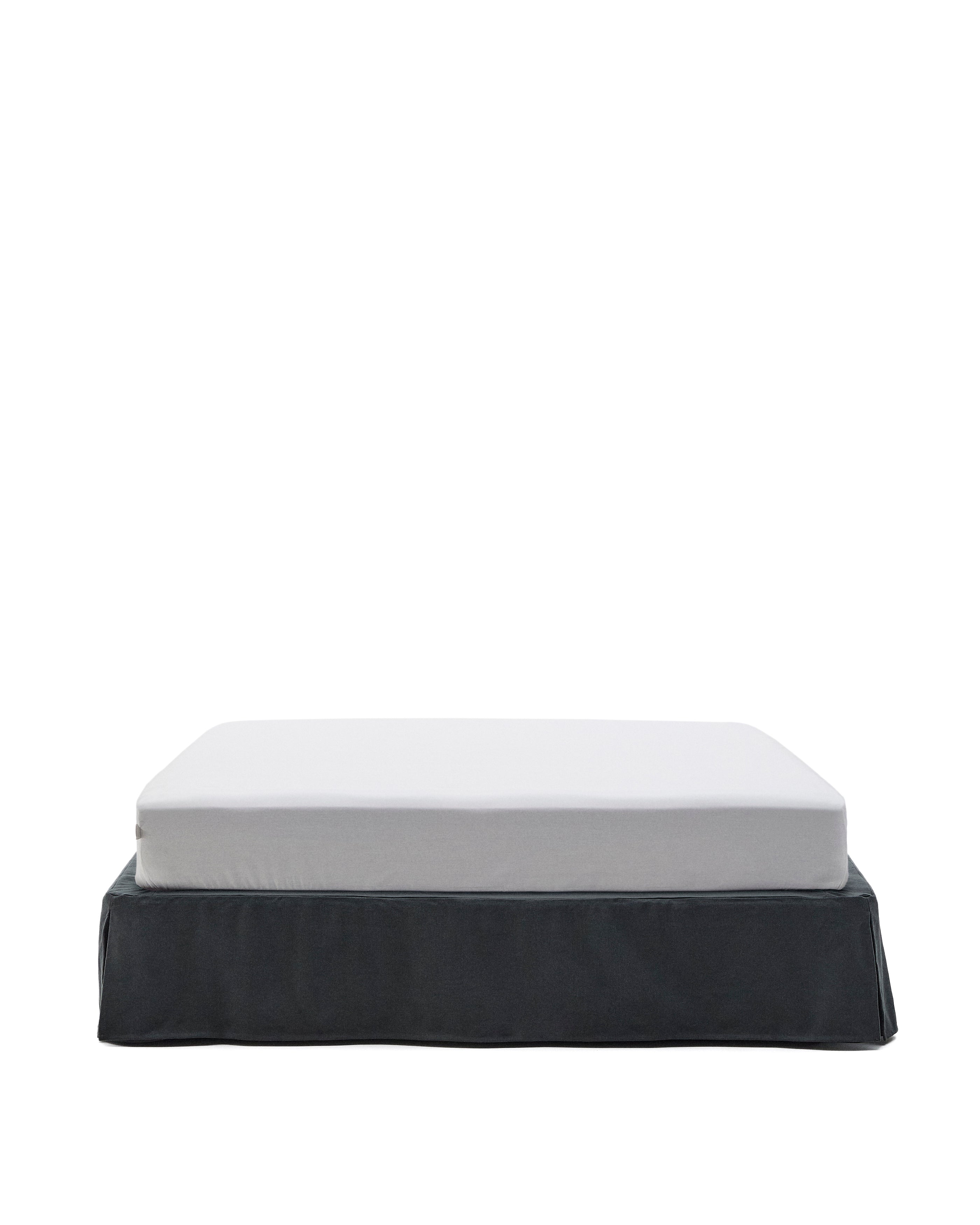 Anthracite grey linen and cotton Jaira base with removable cover for a 160 x 200 cm mattress - Product Image