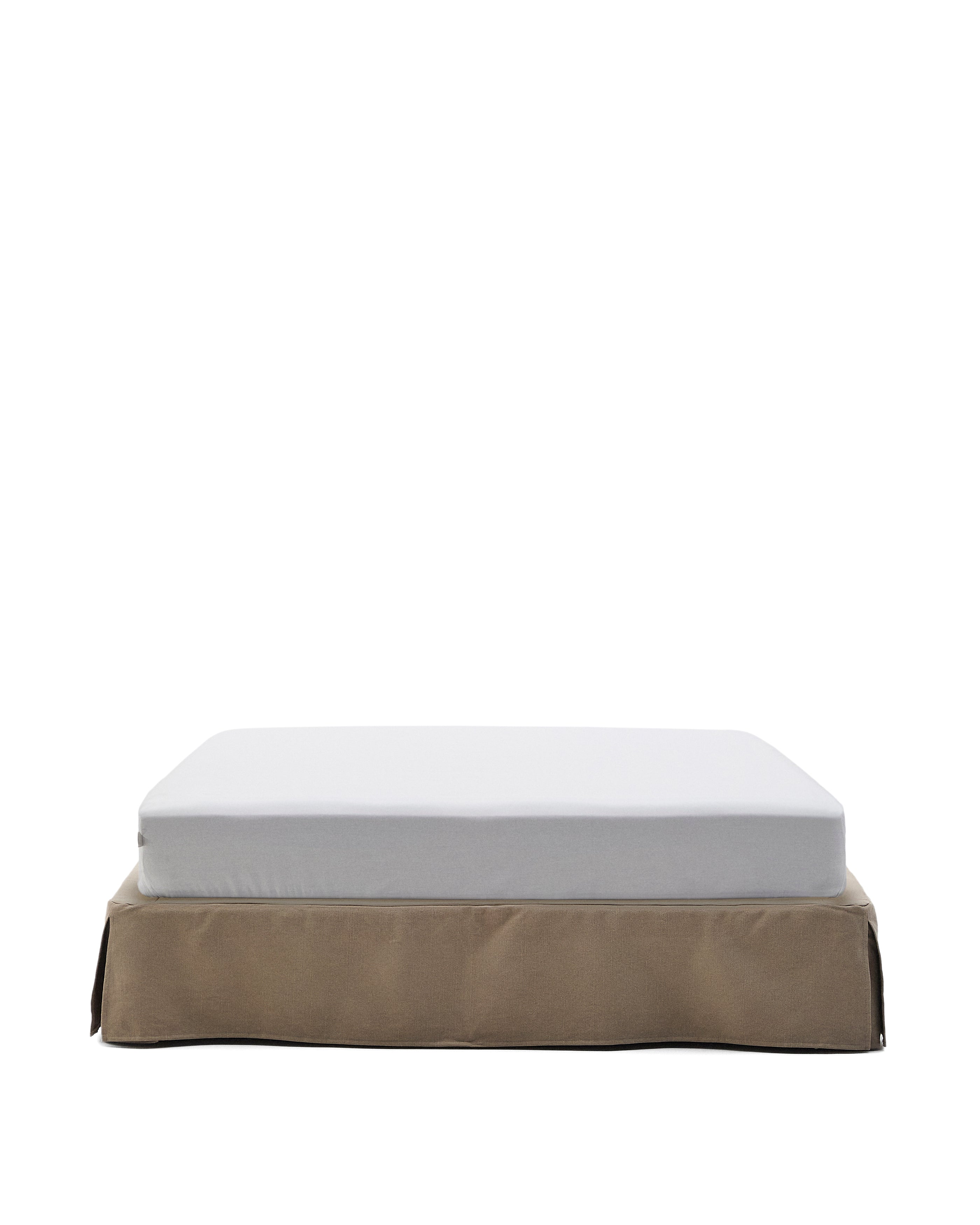 Jaira base with removable Linen and cotton cover in taupe for a 160 x 200 cm mattress - Product Image