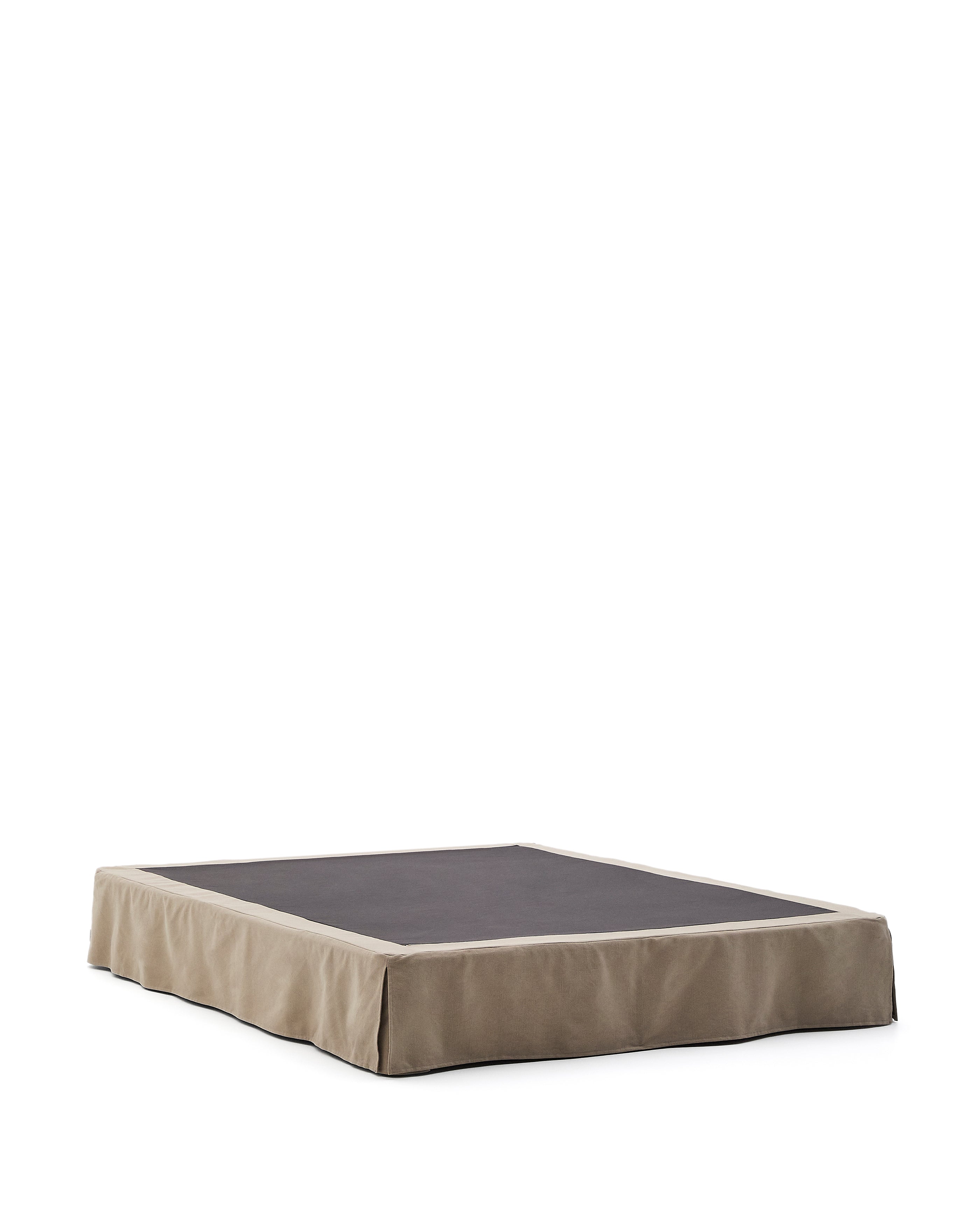 Jaira base with removable Linen and cotton cover in taupe for a 160 x 200 cm mattress - Product Image