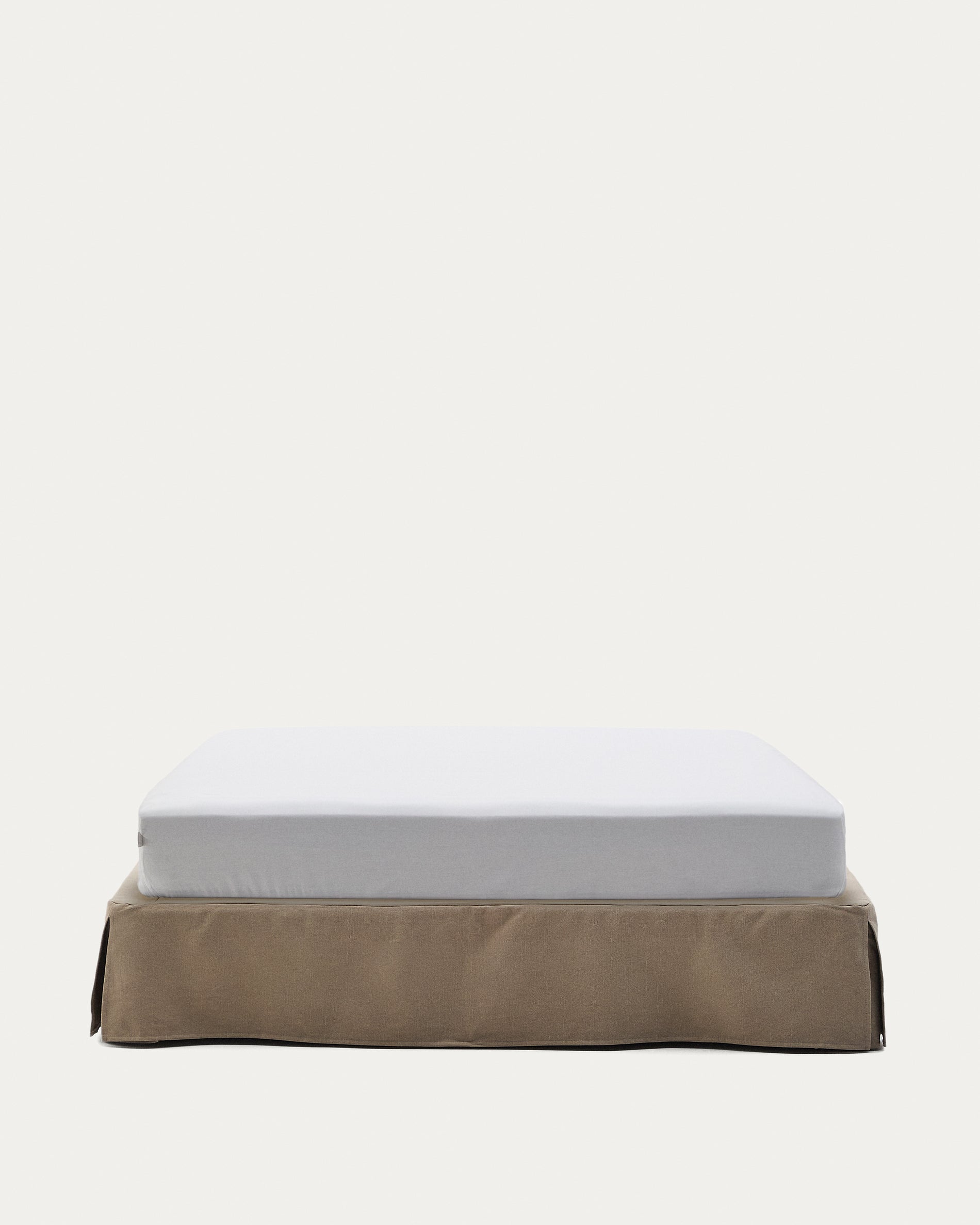 Jaira base with removable Linen and cotton cover in taupe for a 160 x 200 cm mattress - Product View