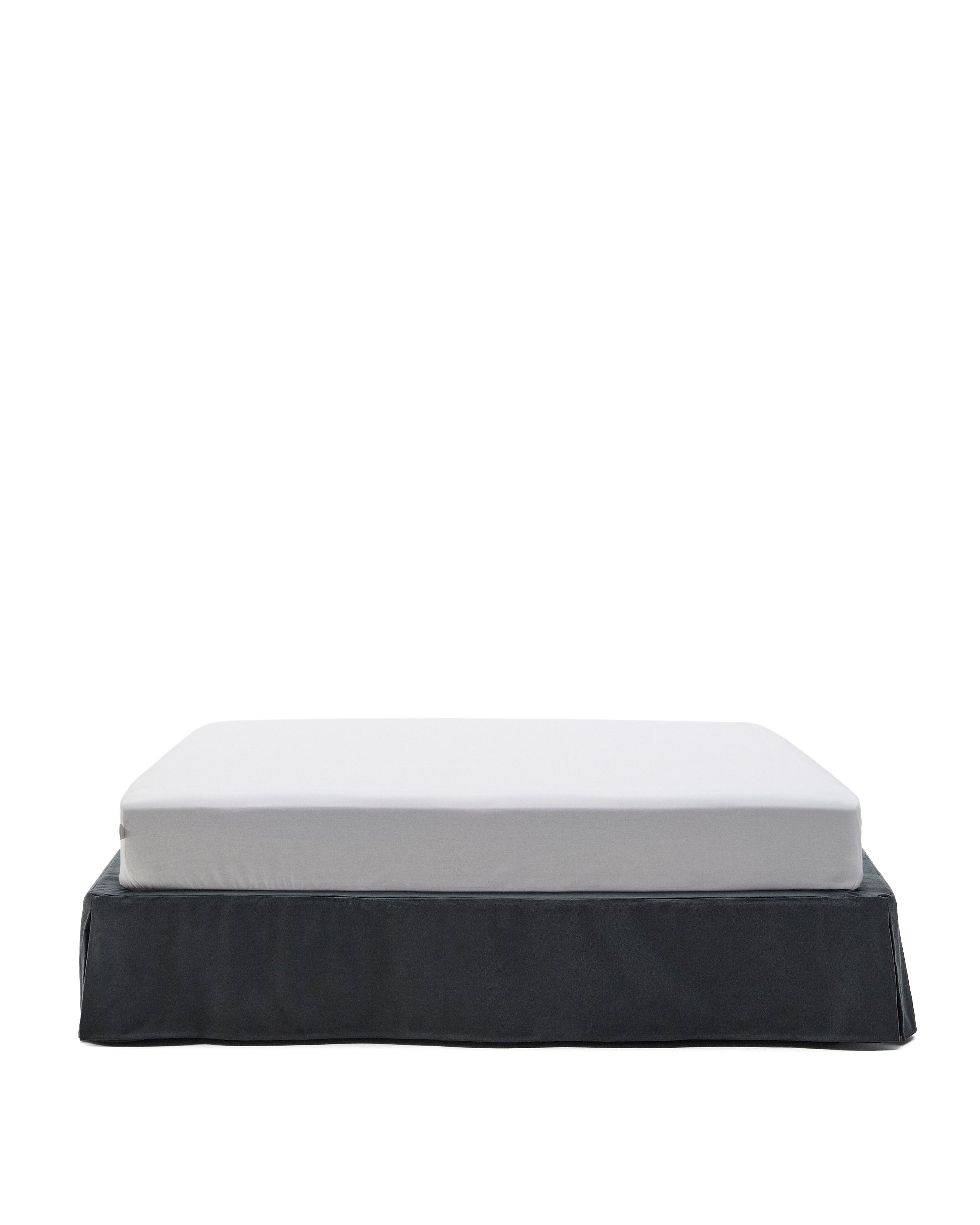 Anthracite grey linen and cotton Jaira base with removable cover for a 180 x 200 cm mattress - Product Image