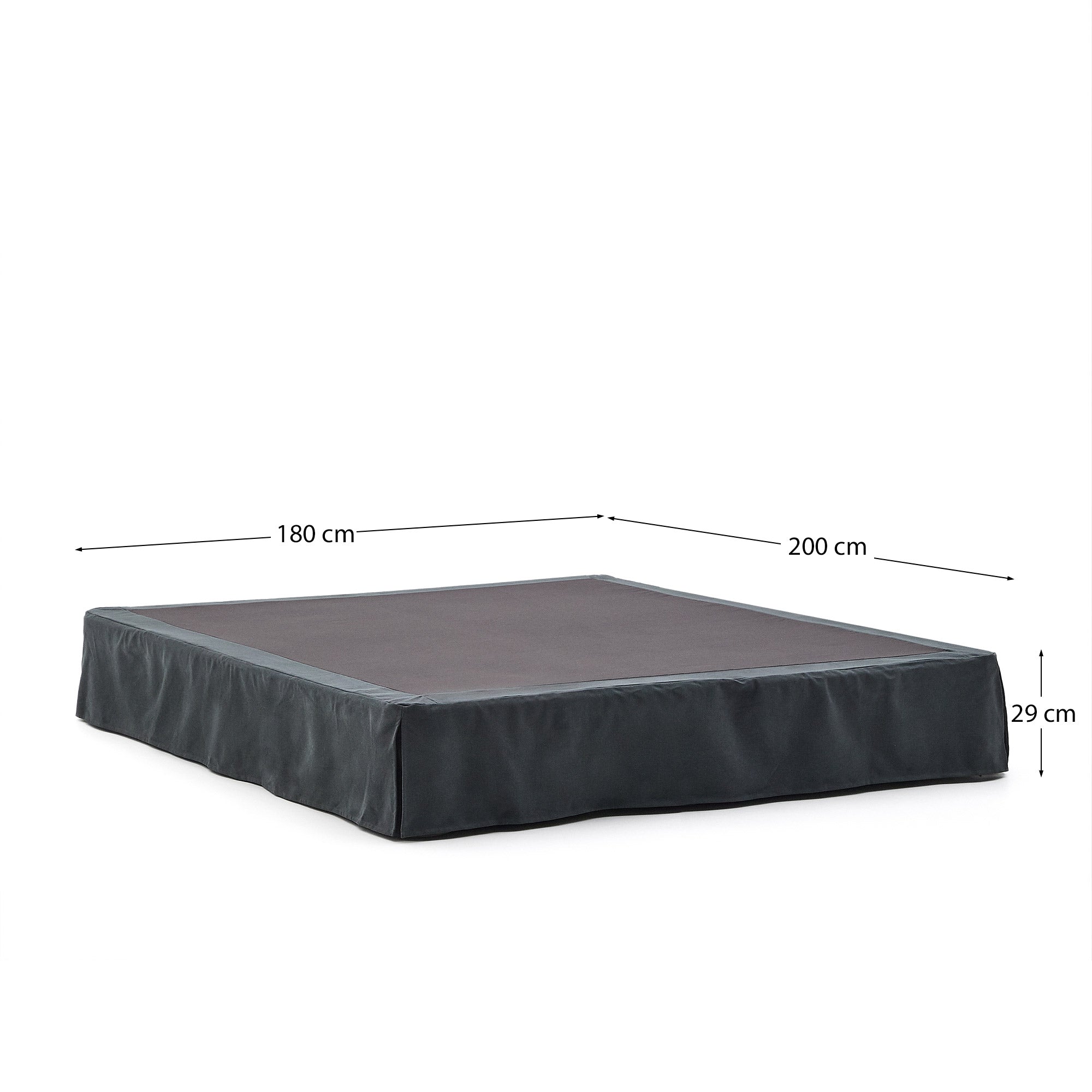 Anthracite grey linen and cotton Jaira base with removable cover for a 180 x 200 cm mattress - Measurements