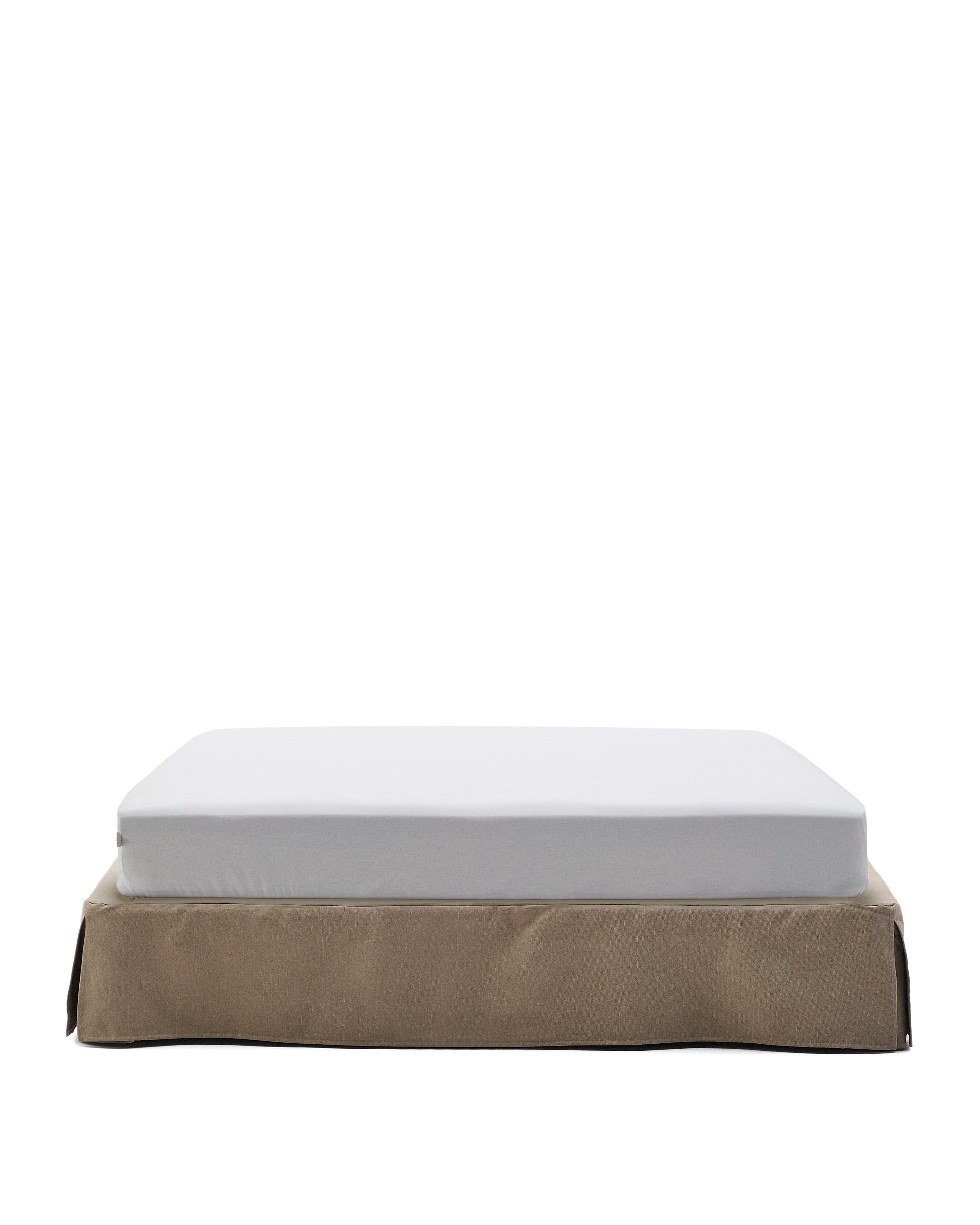 Jaira linen and cotton base with removable cover in taupe for a 180 x 200 cm mattress - Product Image
