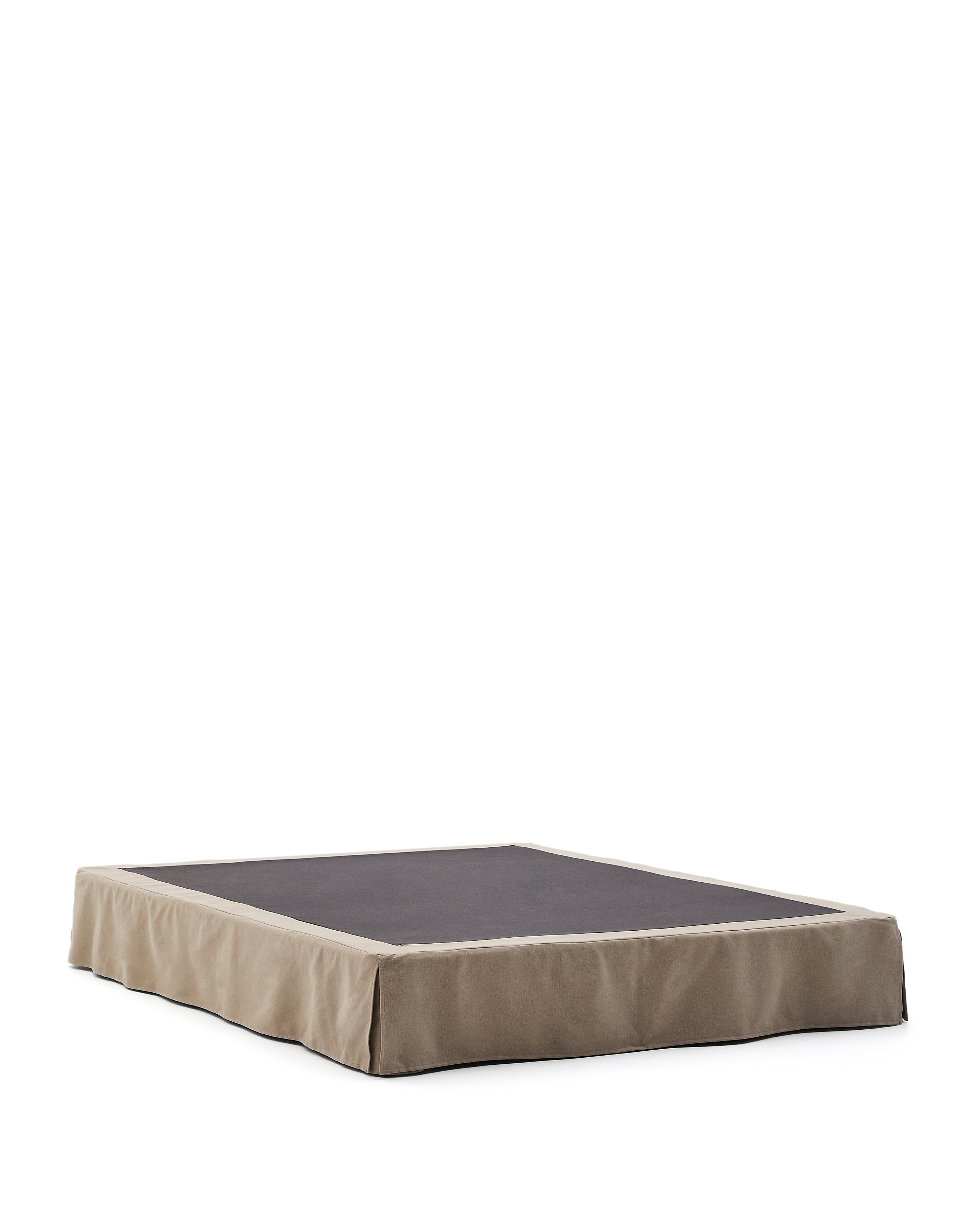 Jaira linen and cotton base with removable cover in taupe for a 180 x 200 cm mattress - Product Image