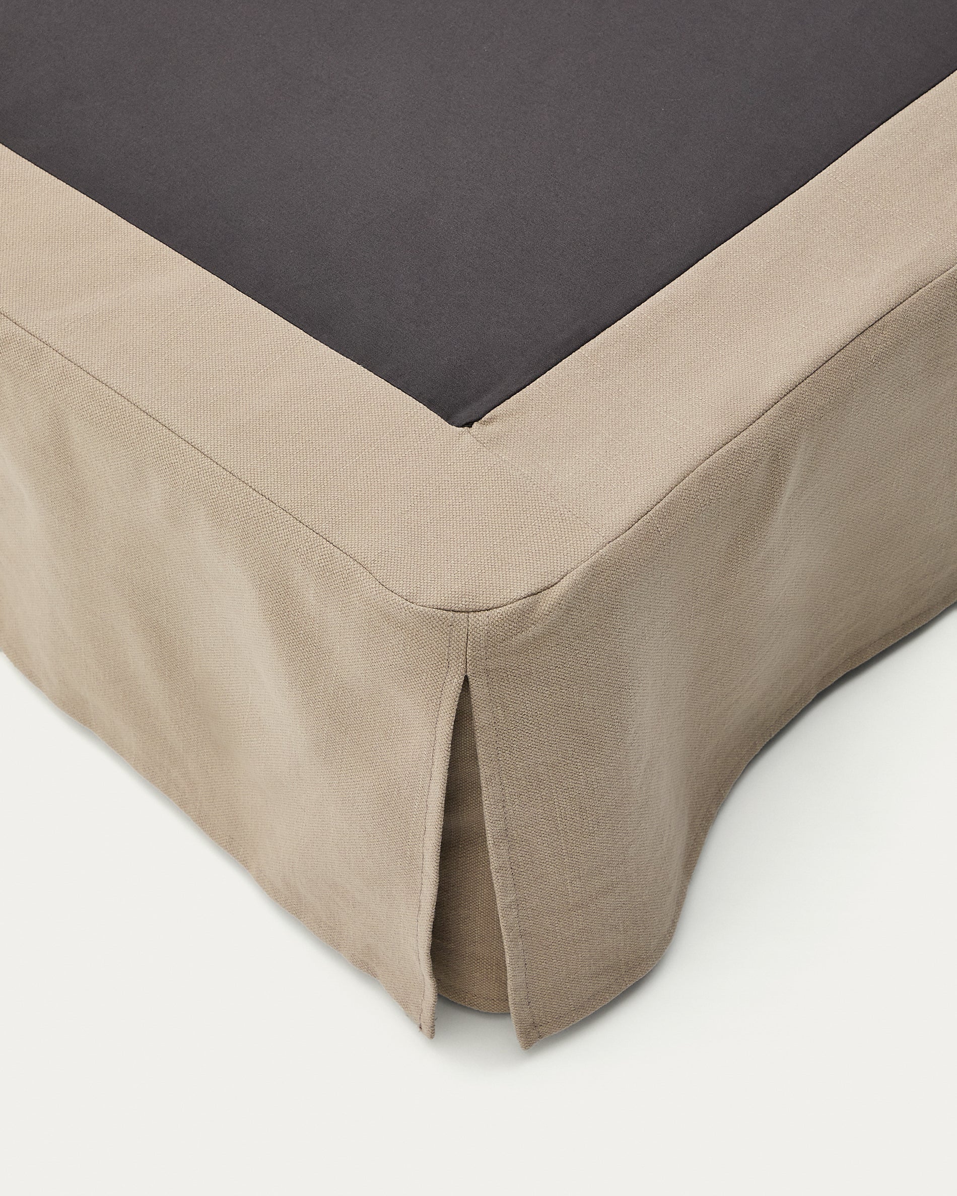 Jaira linen and cotton base with removable cover in taupe for a 180 x 200 cm mattress - Detail