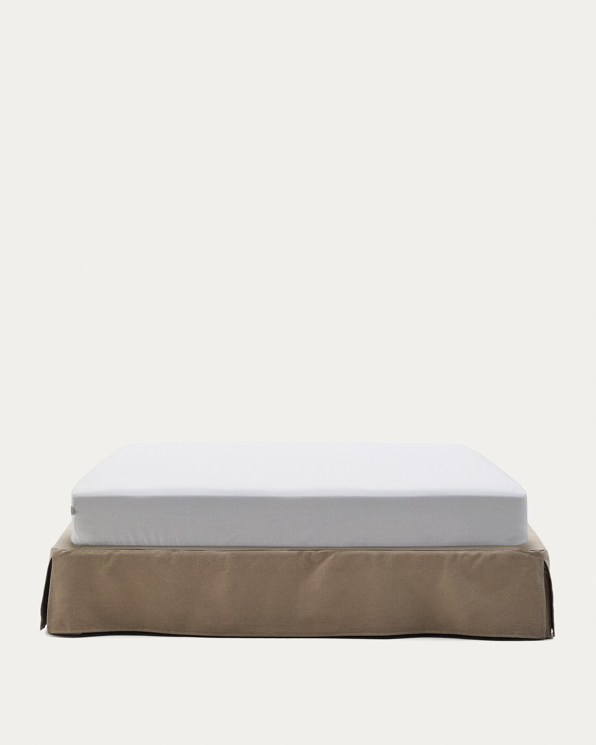 Jaira linen and cotton base with removable cover in taupe for a 180 x 200 cm mattress - Product View