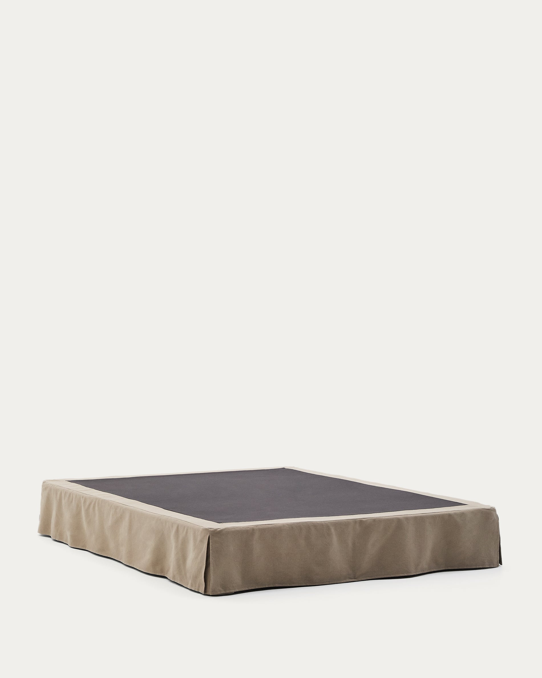 Jaira linen and cotton base with removable cover in taupe for a 180 x 200 cm mattress - Product View