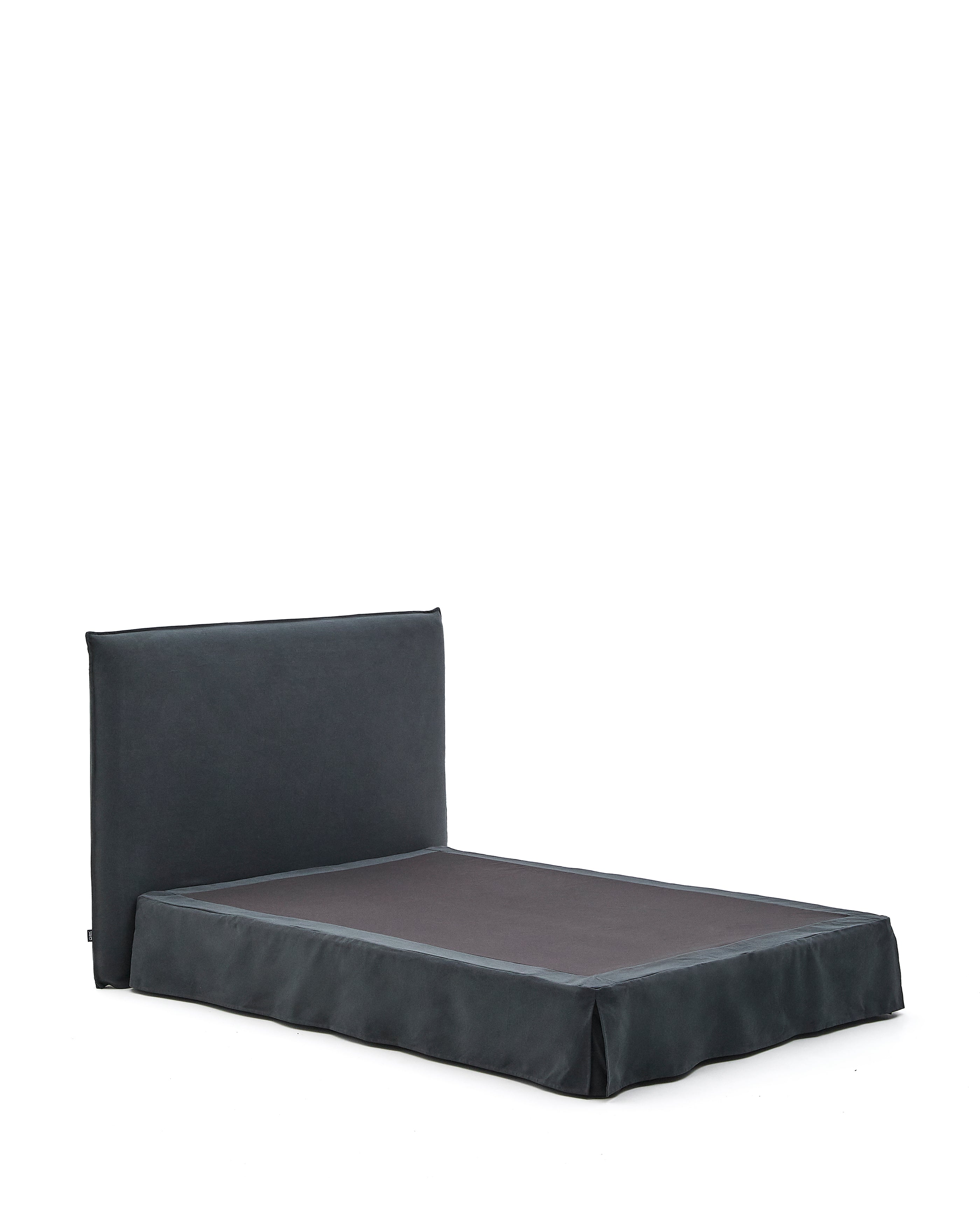 Anthracite grey linen and cotton Jaira bed base cover for a 160 x 200 cm mattress - Product Image