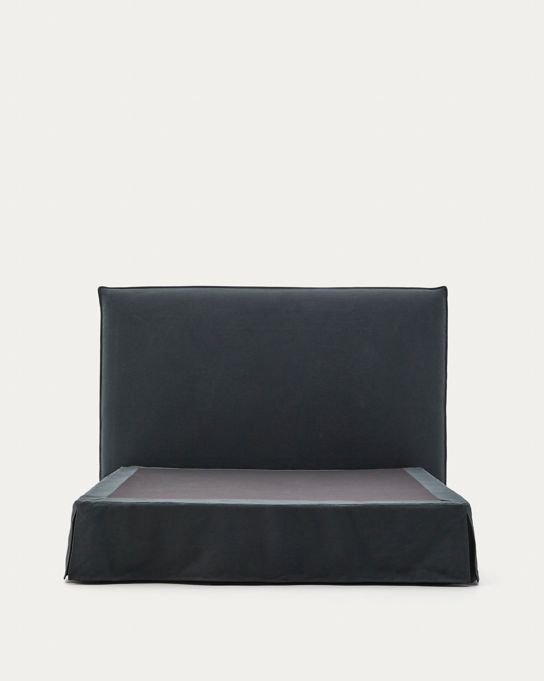 Anthracite grey linen and cotton Jaira bed base cover for a 160 x 200 cm mattress - Product View