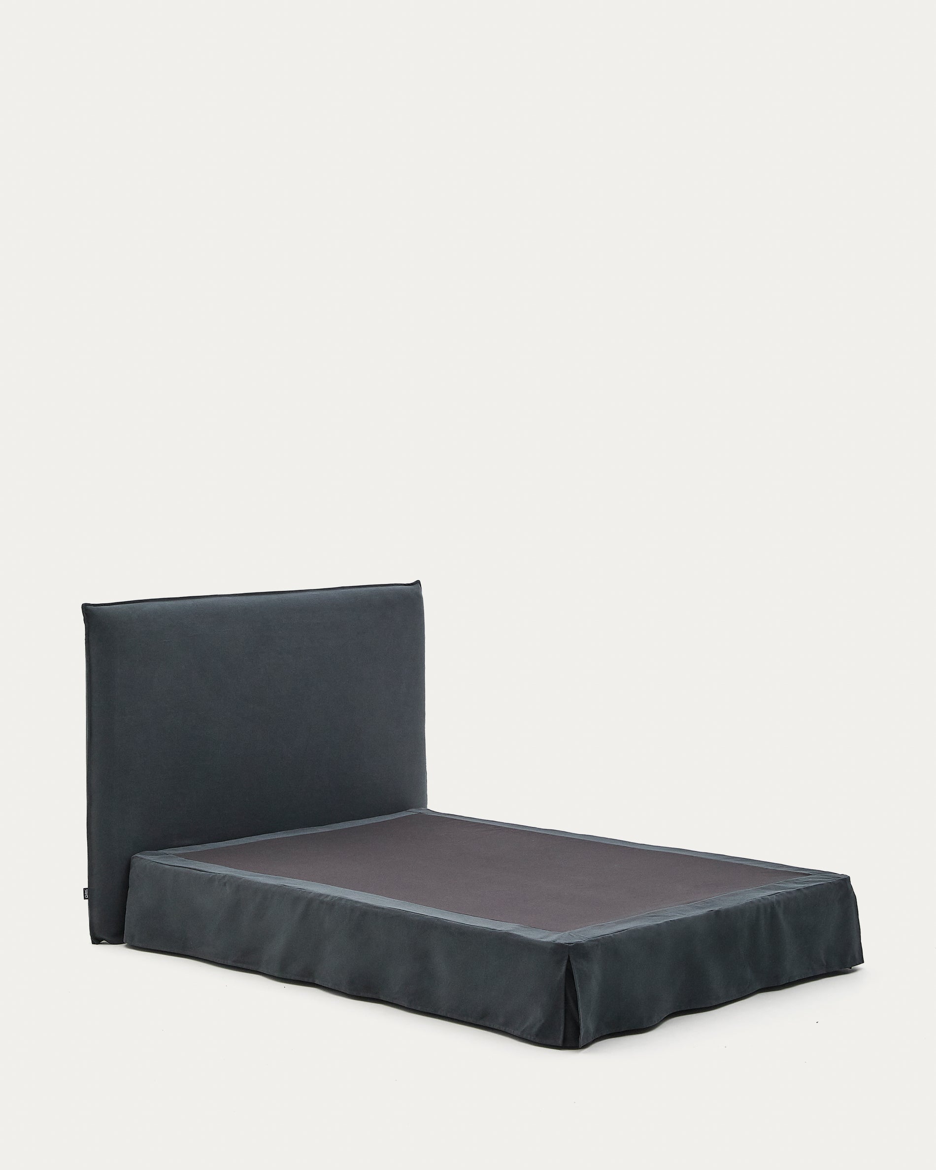 Anthracite grey linen and cotton Jaira bed base cover for a 160 x 200 cm mattress - Product View