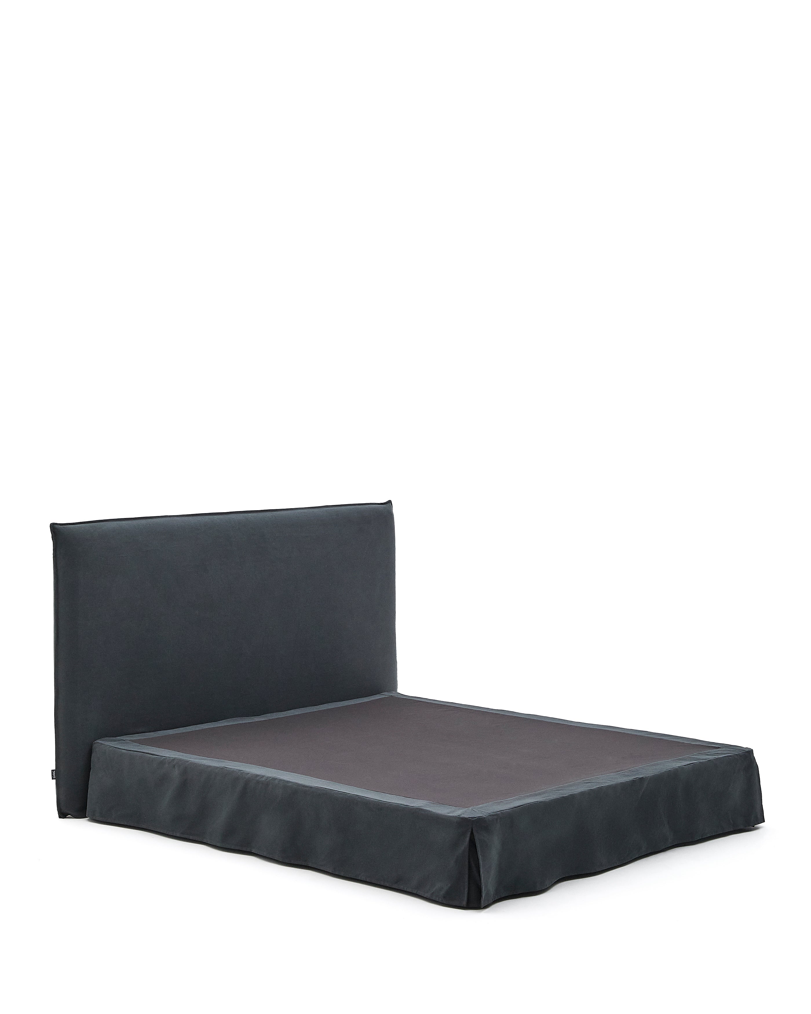 Anthracite grey linen and cotton Jaira bed base cover for a 180 x 200 cm mattress - Product Image