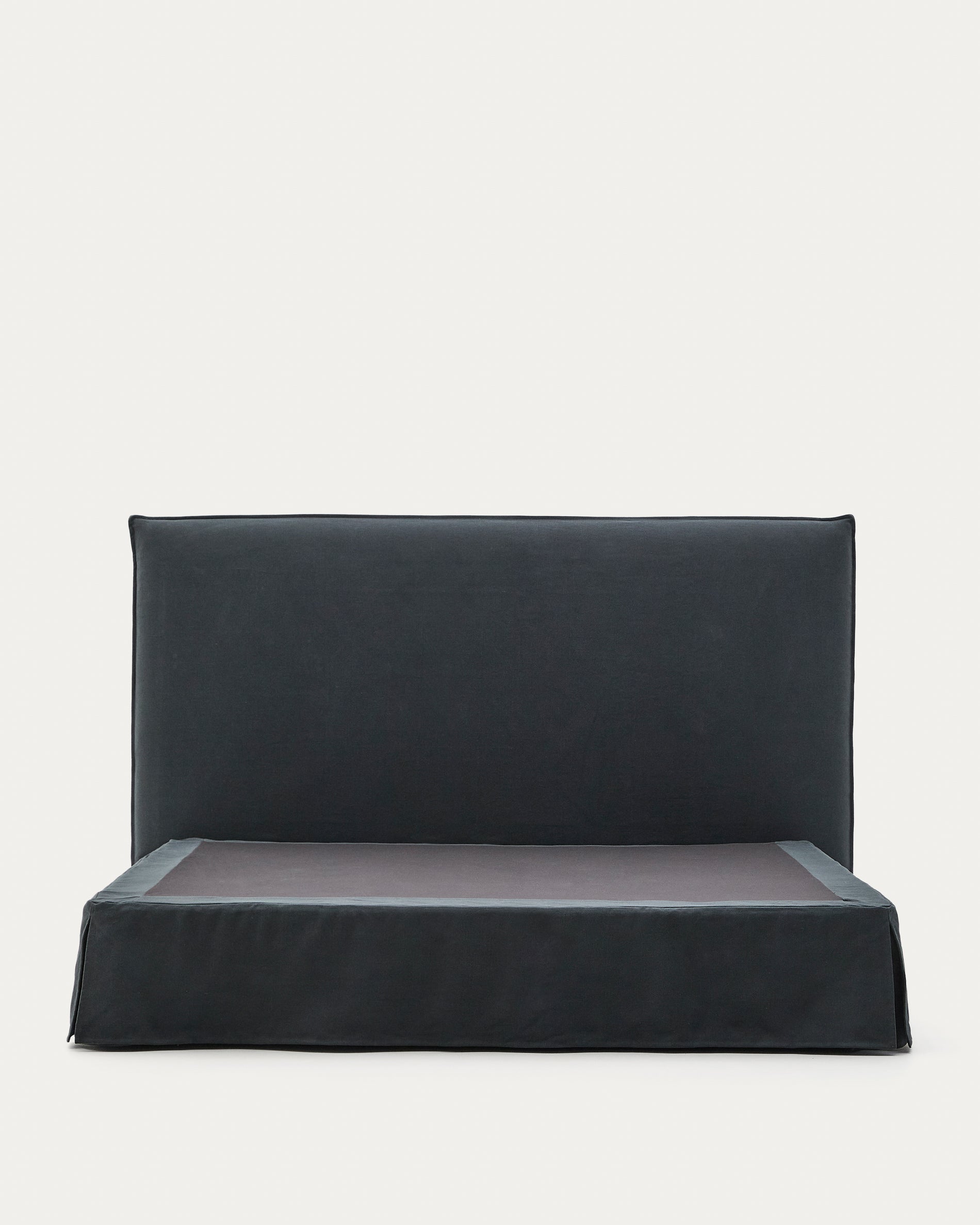 Anthracite grey linen and cotton Jaira bed base cover for a 180 x 200 cm mattress - Product View