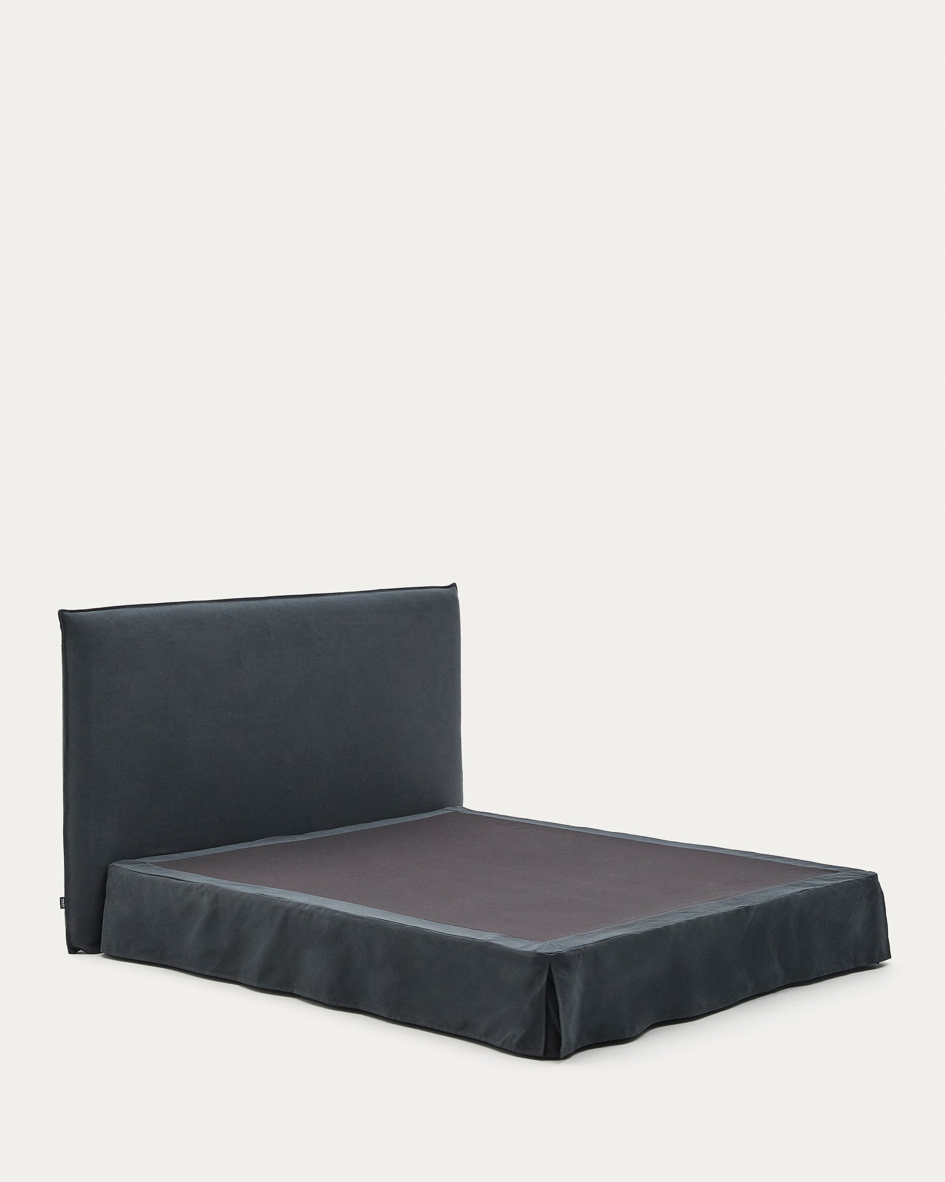 Anthracite grey linen and cotton Jaira bed base cover for a 180 x 200 cm mattress - Product View