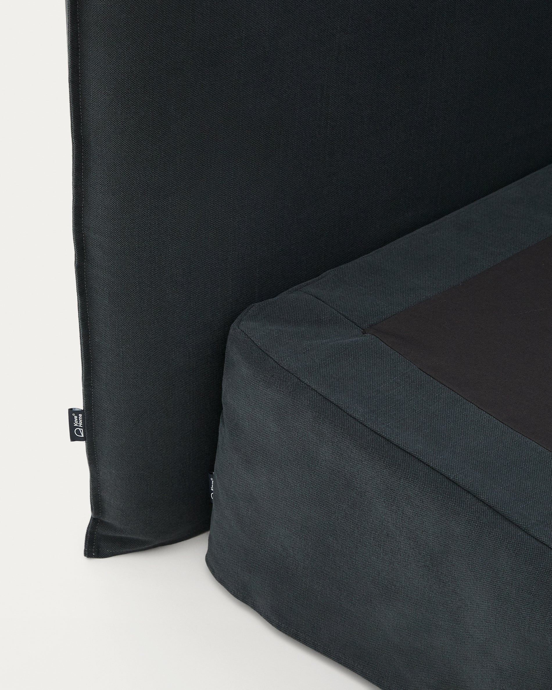 Anthracite grey linen and cotton Jaira bed base cover for a 90 x 200 cm mattress - Detail