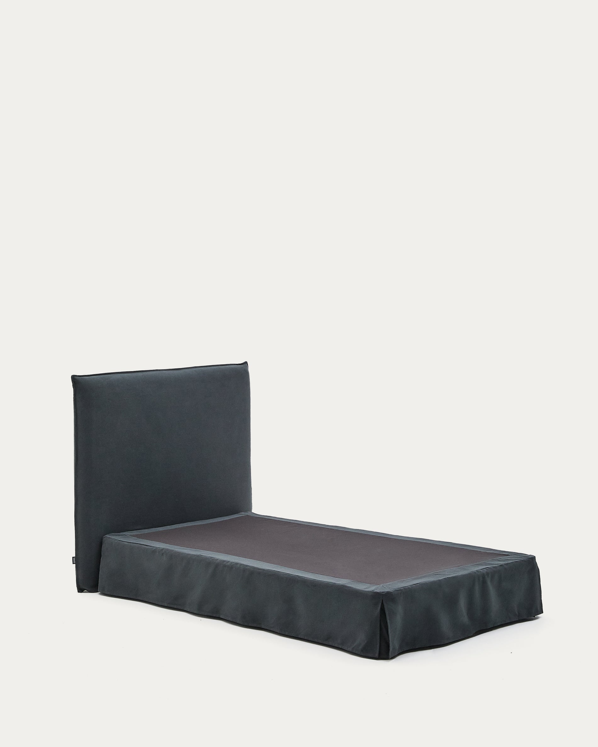 Anthracite grey linen and cotton Jaira bed base cover for a 90 x 200 cm mattress - Product View