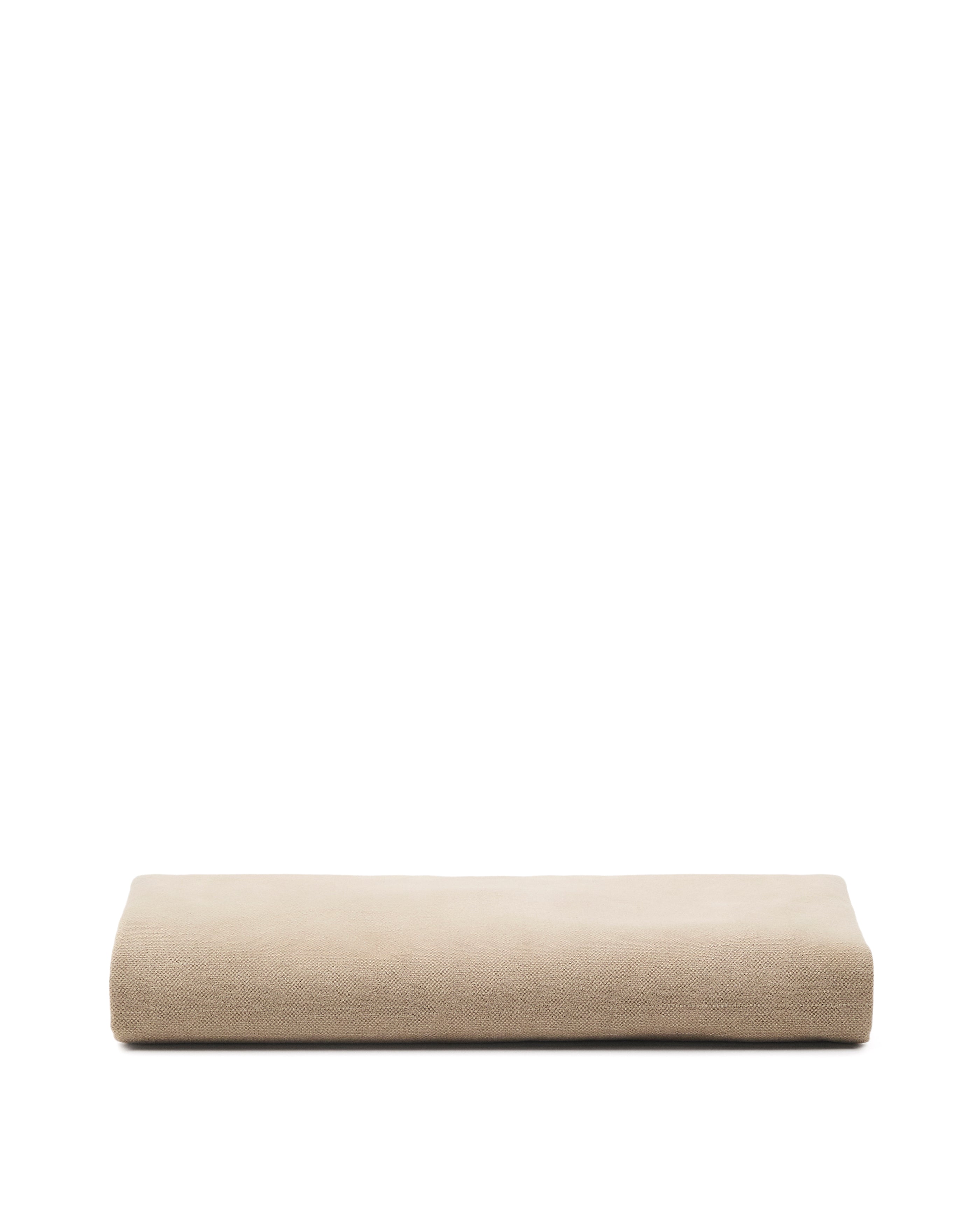 Jaira linen and cotton bed base cover in taupe for a 90 x 200 cm mattress - Product Image