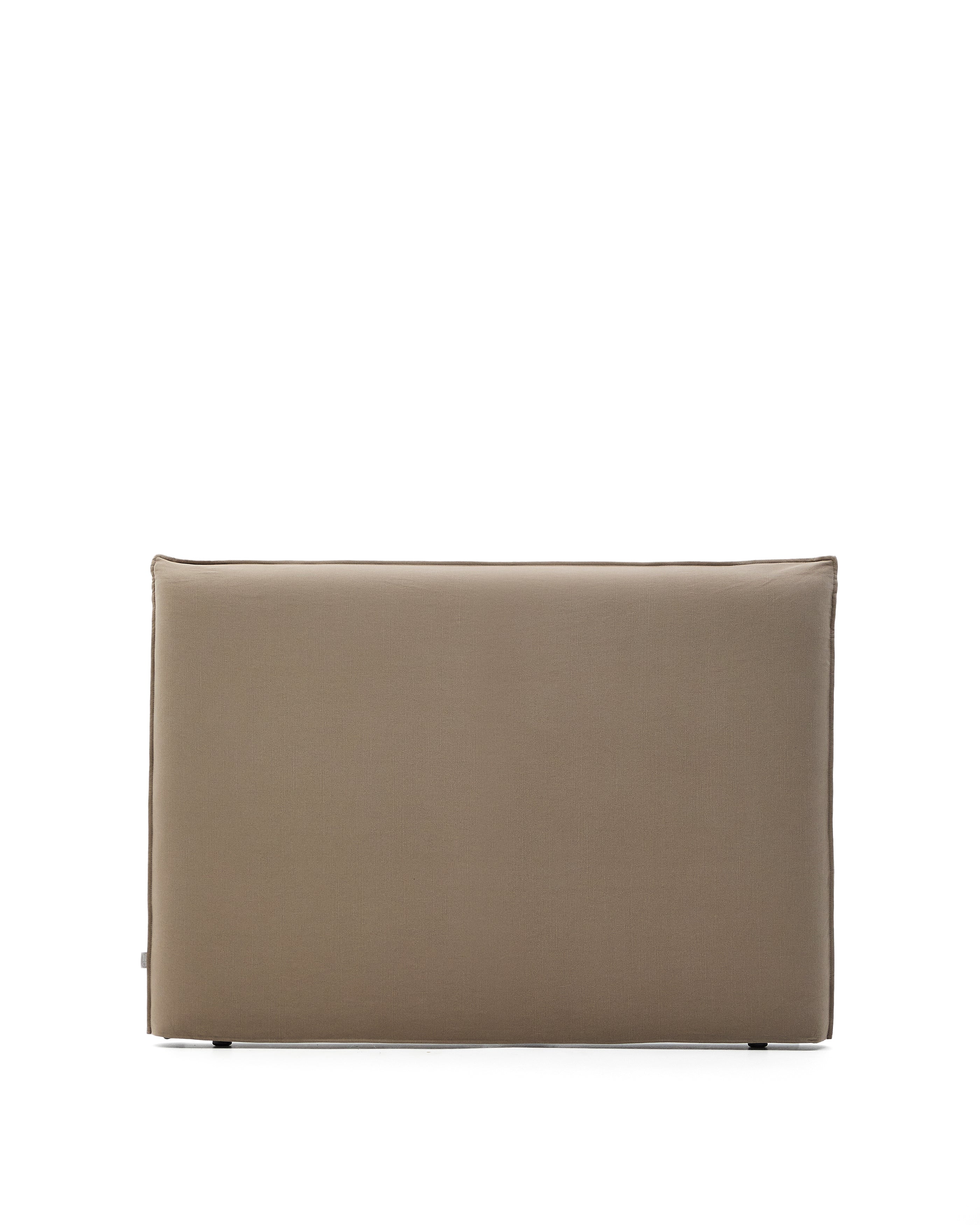 Jaira linen and cotton headboard cover in taupe for a 150 cm bed - Product Image
